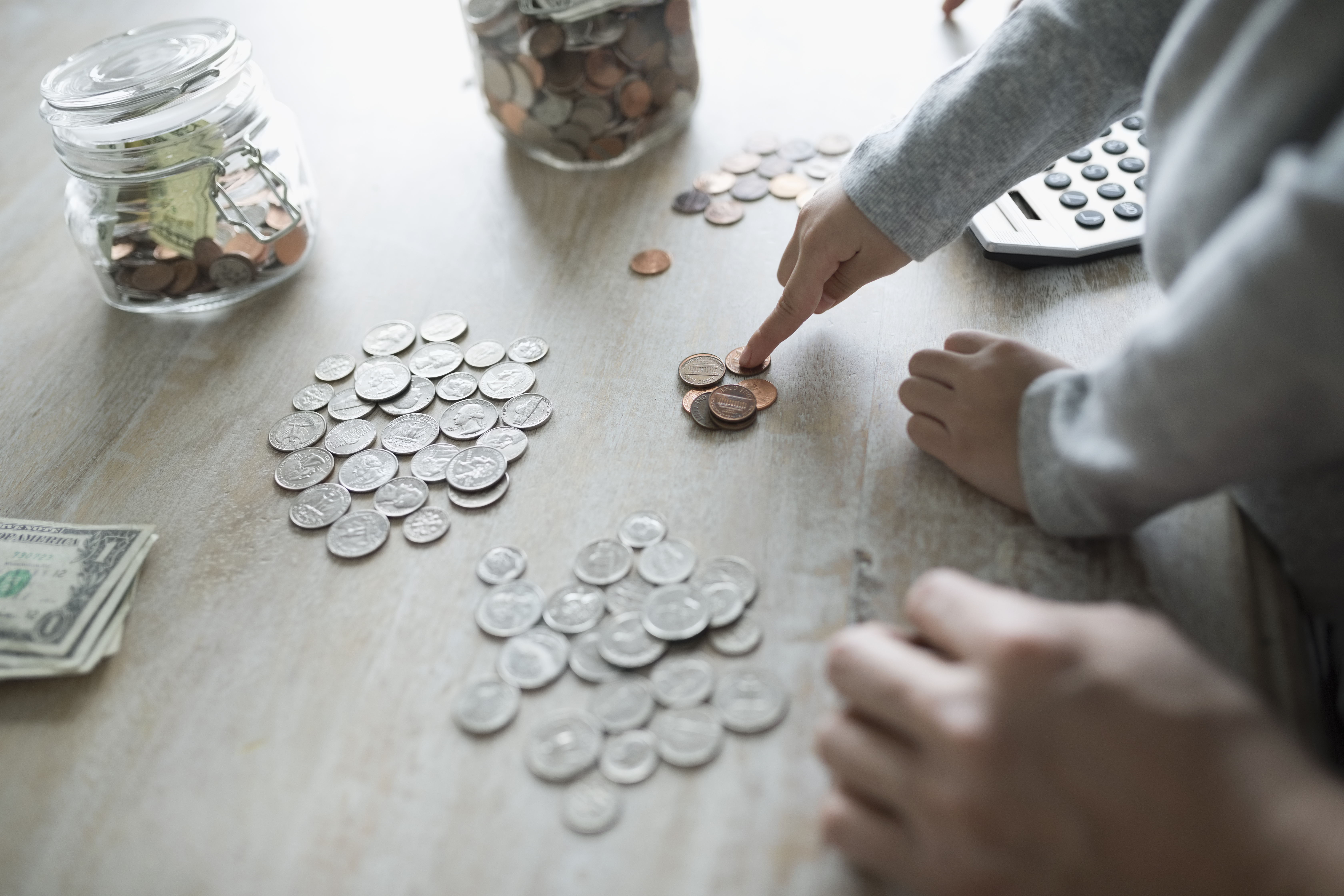Girl counting allowance money