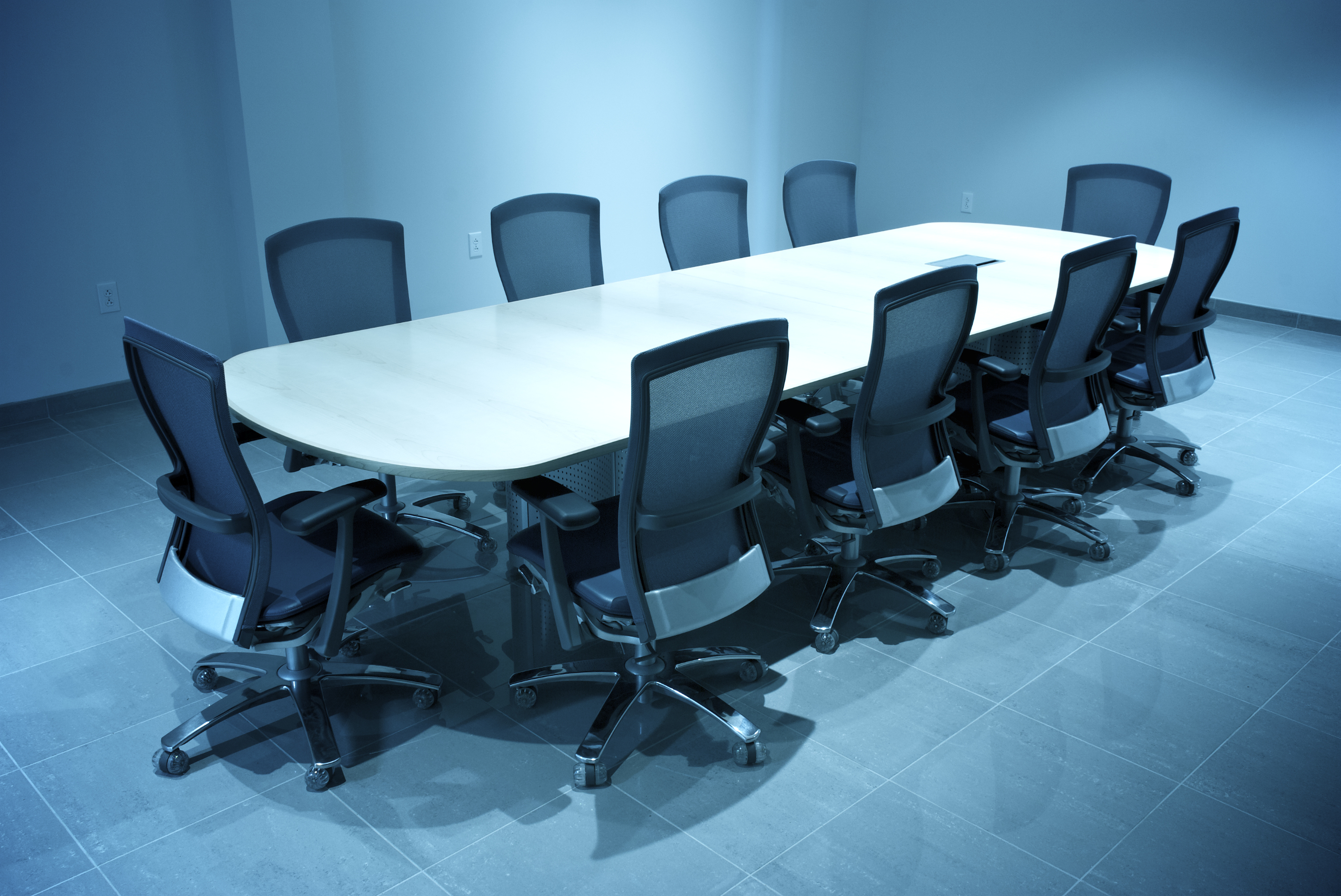 Modern Business Board Room Empty Round Conference Table