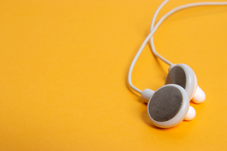 Headphones on orange