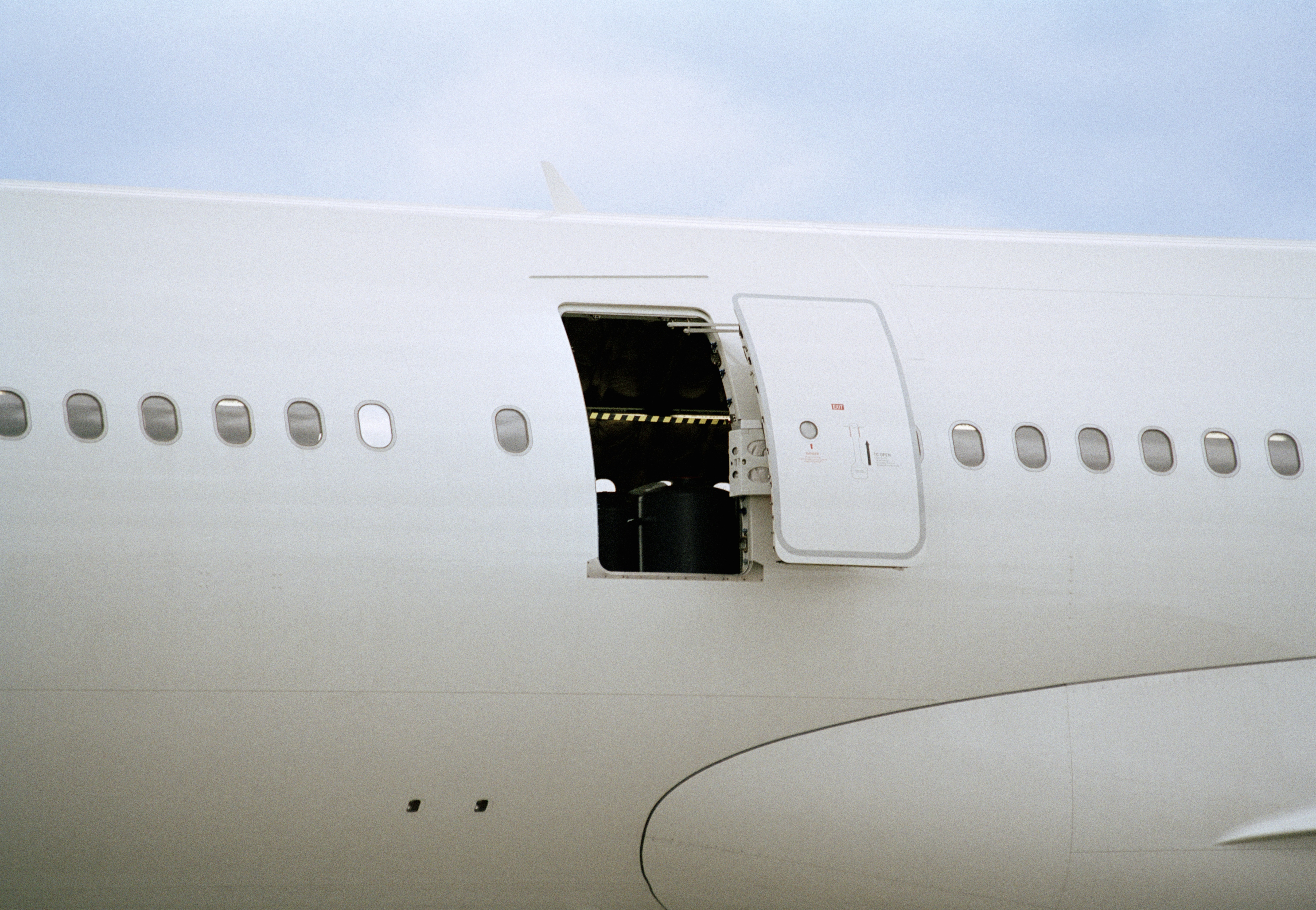 Open door of airplane