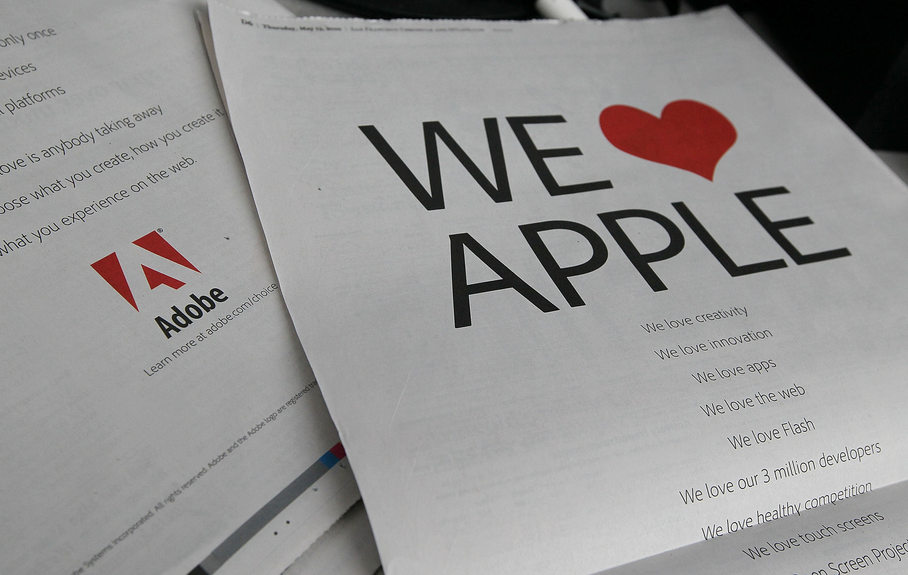Adobe Takes Out Ad Aimed At Apple Not Allowing Flash On Its Phones, iPads