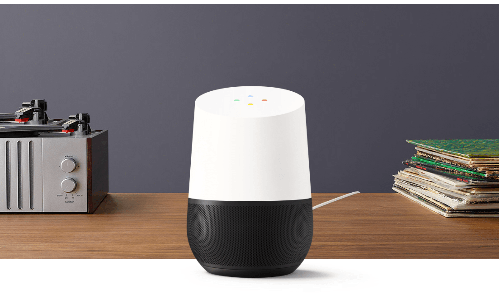 The Google Home smart home device.