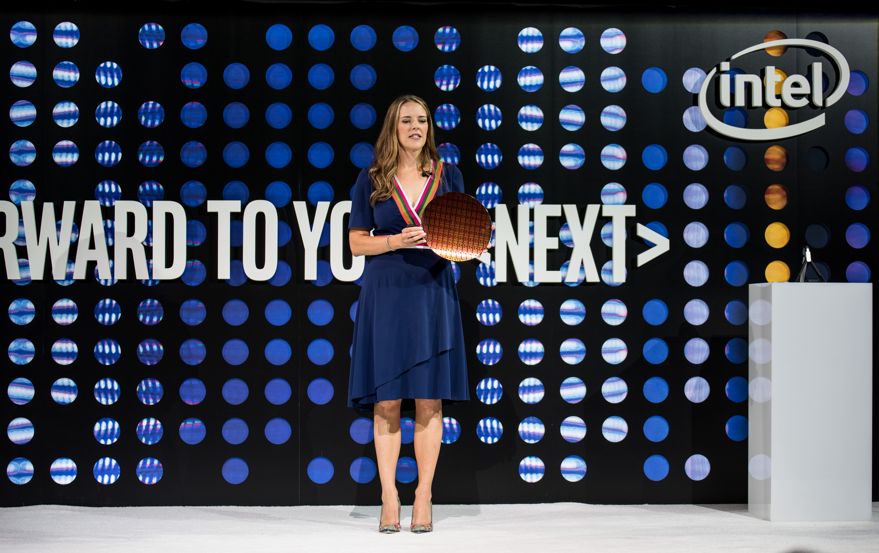 Lisa Spelman, vice president of products and marketing of the Data Center Group at Intel Corporation, speaks during the introduction of Intel Xeon Scalable processors. Intel unveiled the full family of Intel Xeon Scalable Processors at a presentation on Tuesday, July 11, 2017, in New York City. (Credit: Intel Corporation)