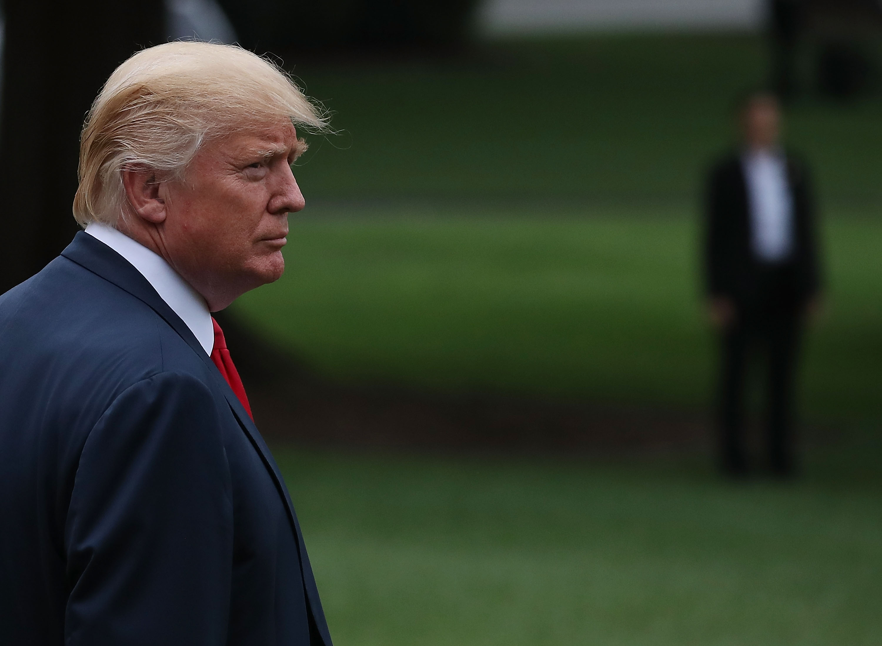 President Trump Departs The White House En Route To New York