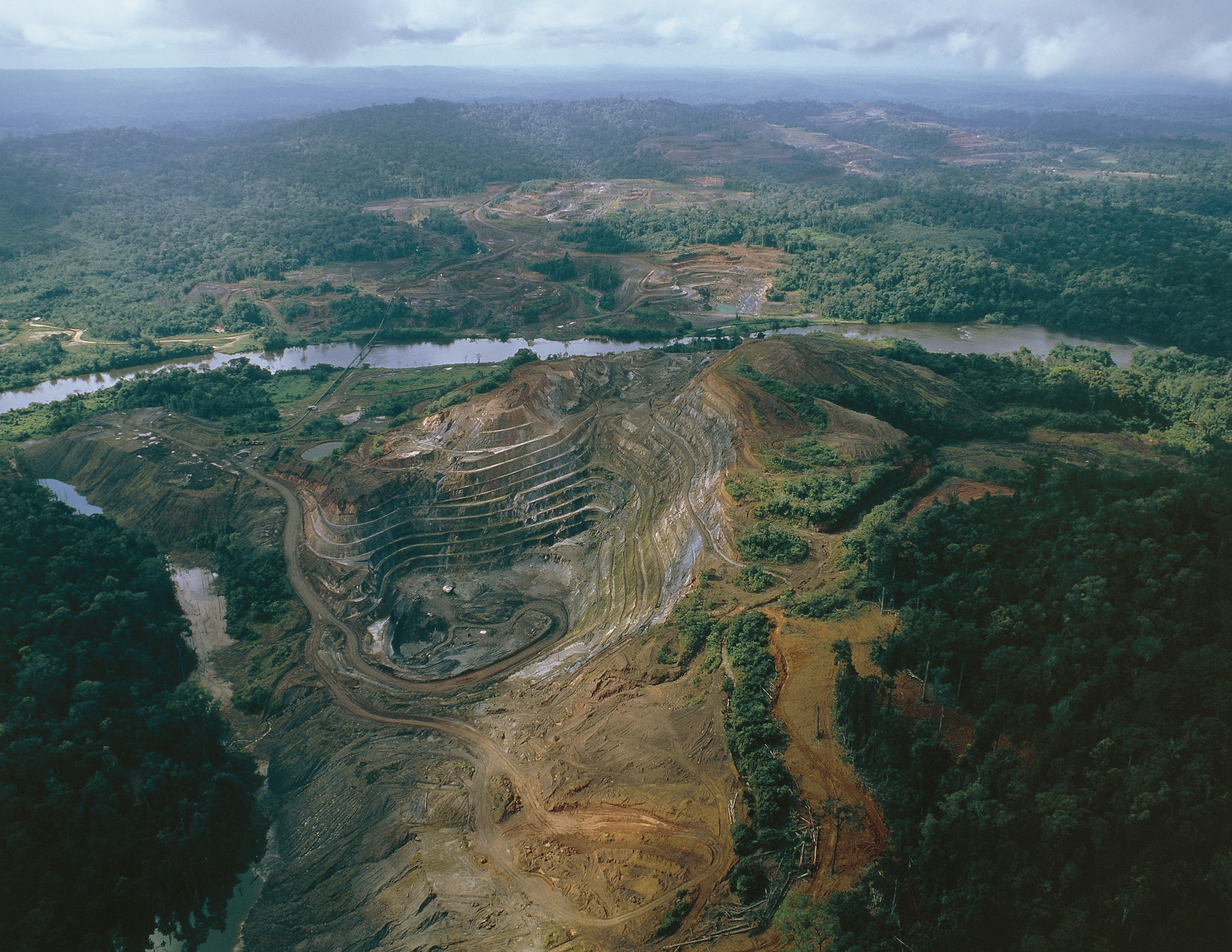 Aerial view of a manganese mine