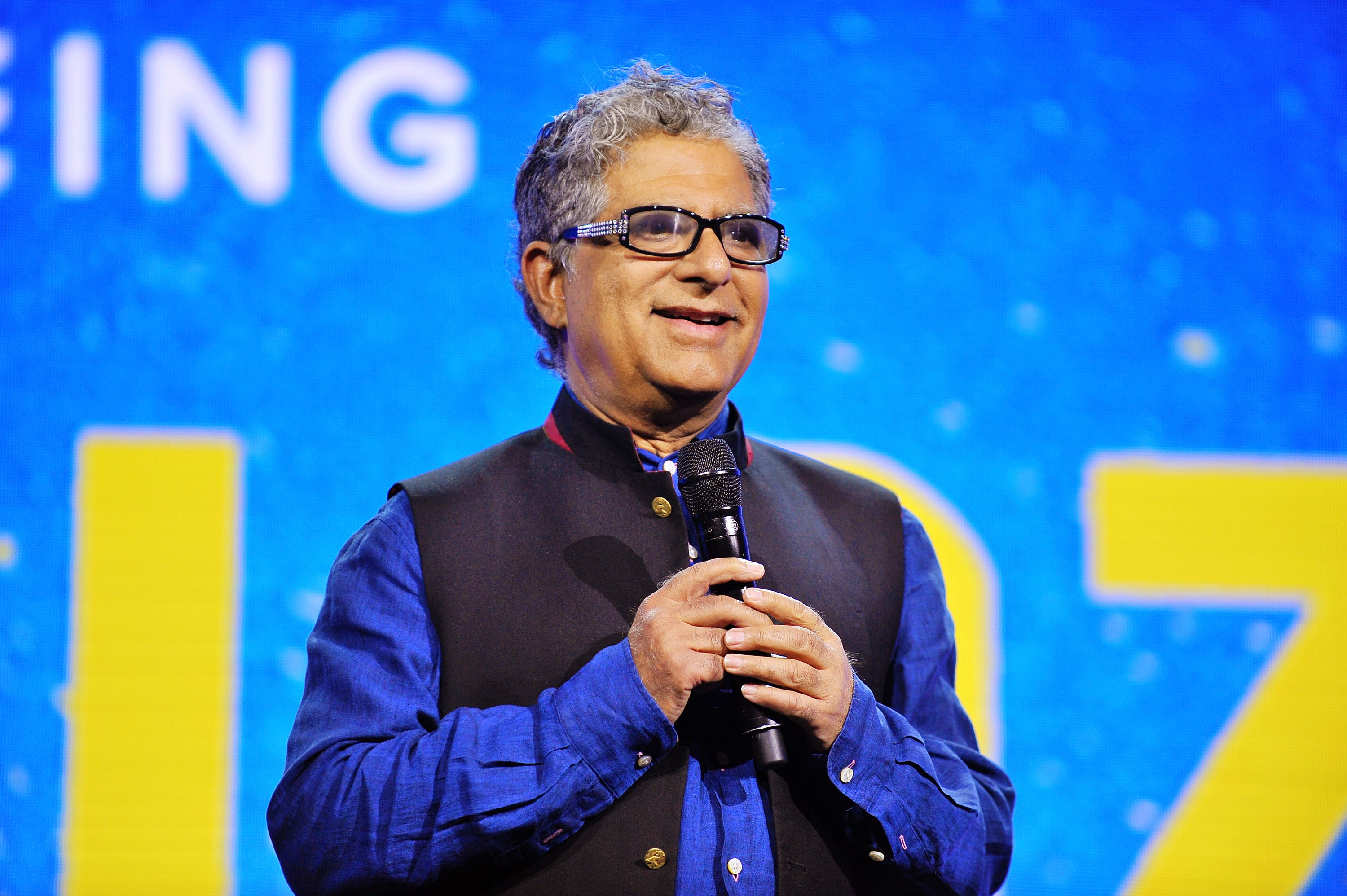 LOS ANGELES, CA - AUGUST 01: Dr. Deepak Chopra speaks on stage at WORLDZ Cultural Marketing Summit at Hollywood and Highland on August 1, 2017 in Los Angeles, California. (Photo by Jerod Harris/Getty Images for PTTOW!)