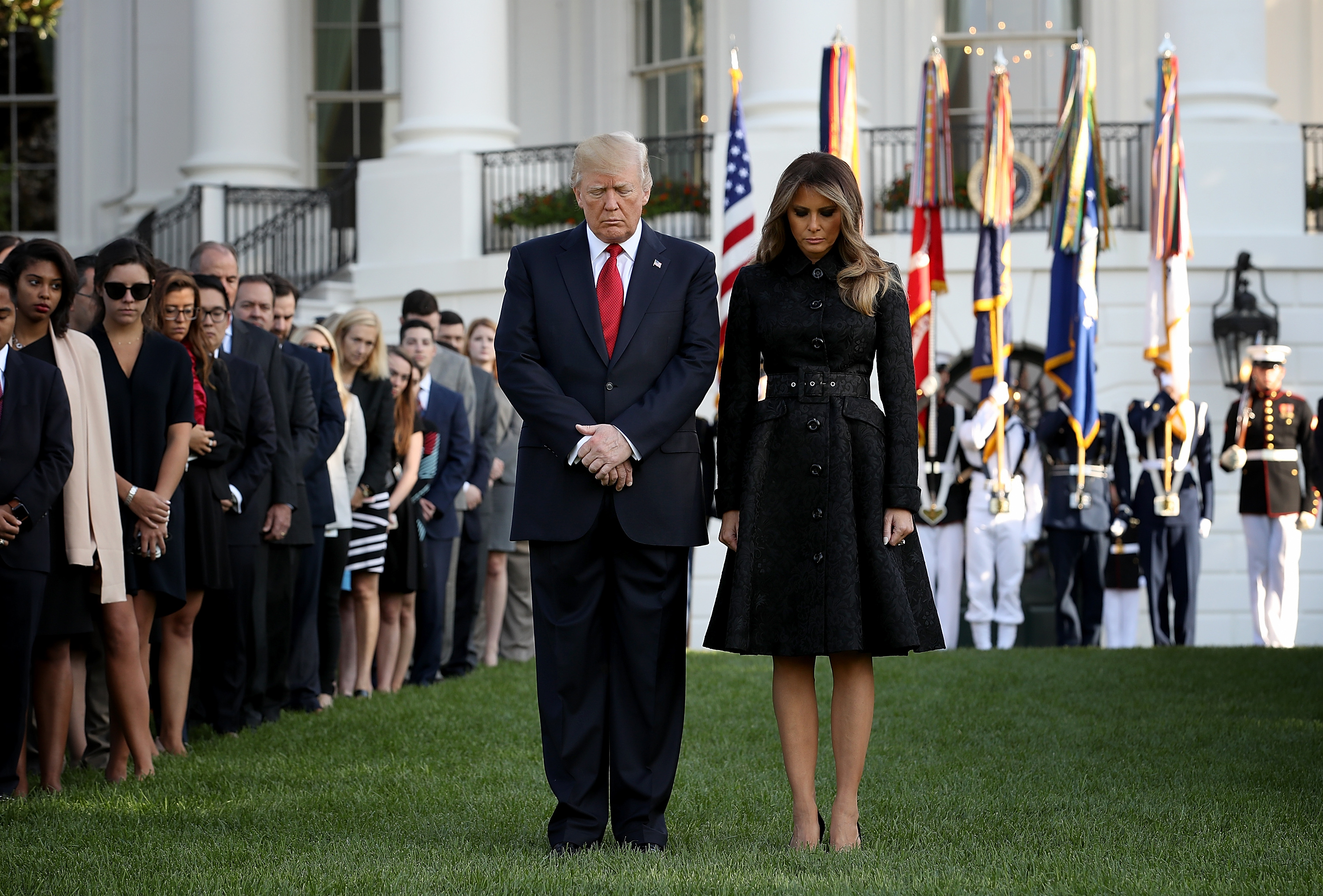 President Trump And Melania Trump Lead Moment Of Silence For 9/11 Victims