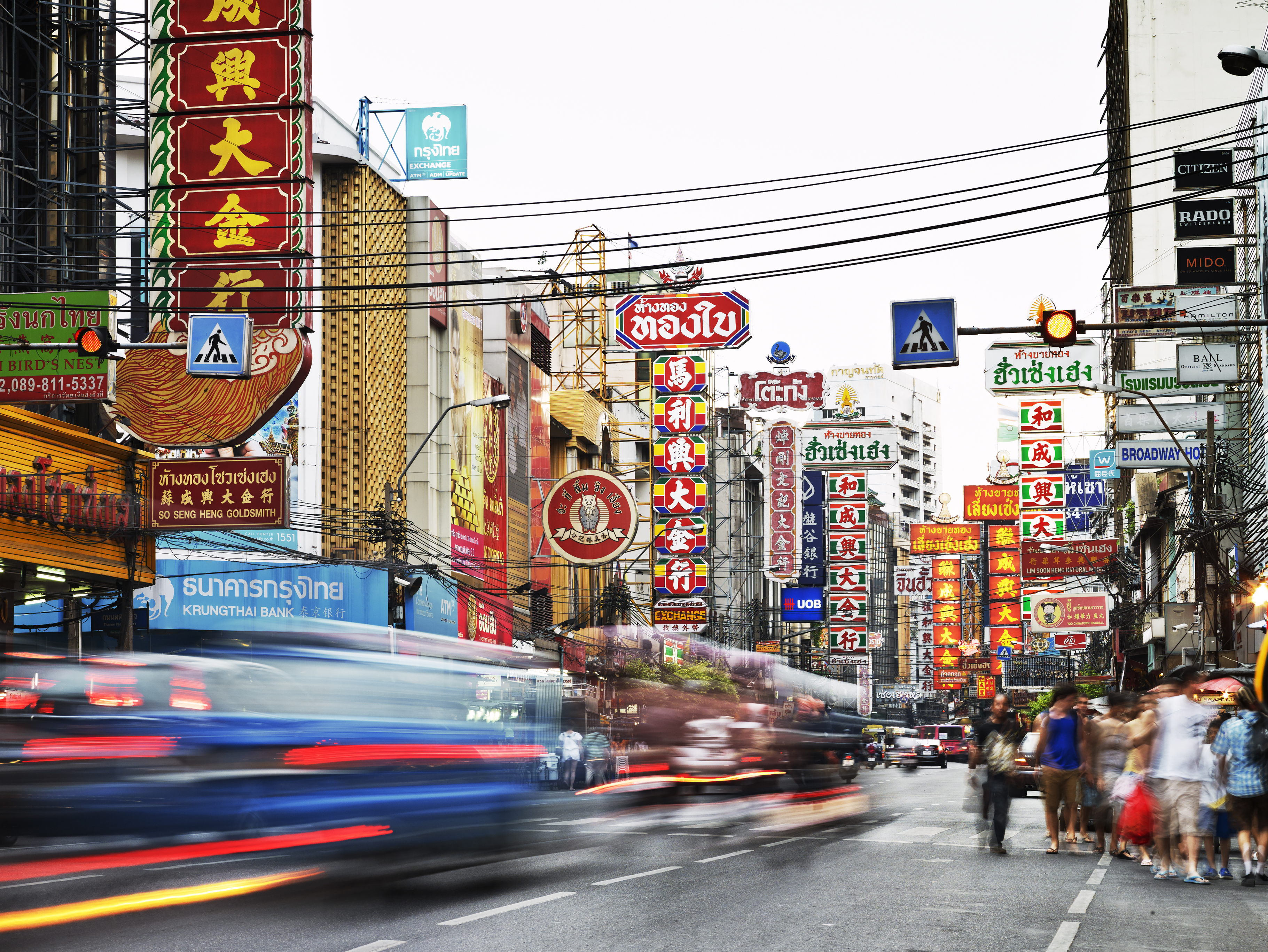 Bustling street of China Town in Bangkok