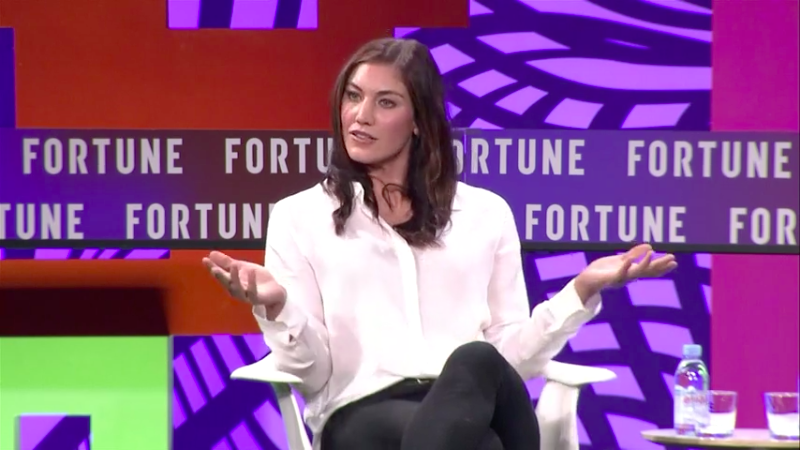 American soccer star and Olympic medalist Hope Solo speaking at the 2017 Fortune Most Powerful Women Next Gen Summit in Laguna Niguel, Calif.