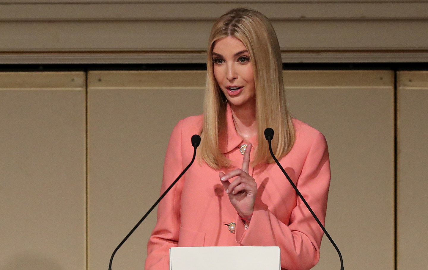 Ivanka Trump, the daughter and assistant to President Donald Trump, delivers a speech at World Assembly for Women in Tokyo