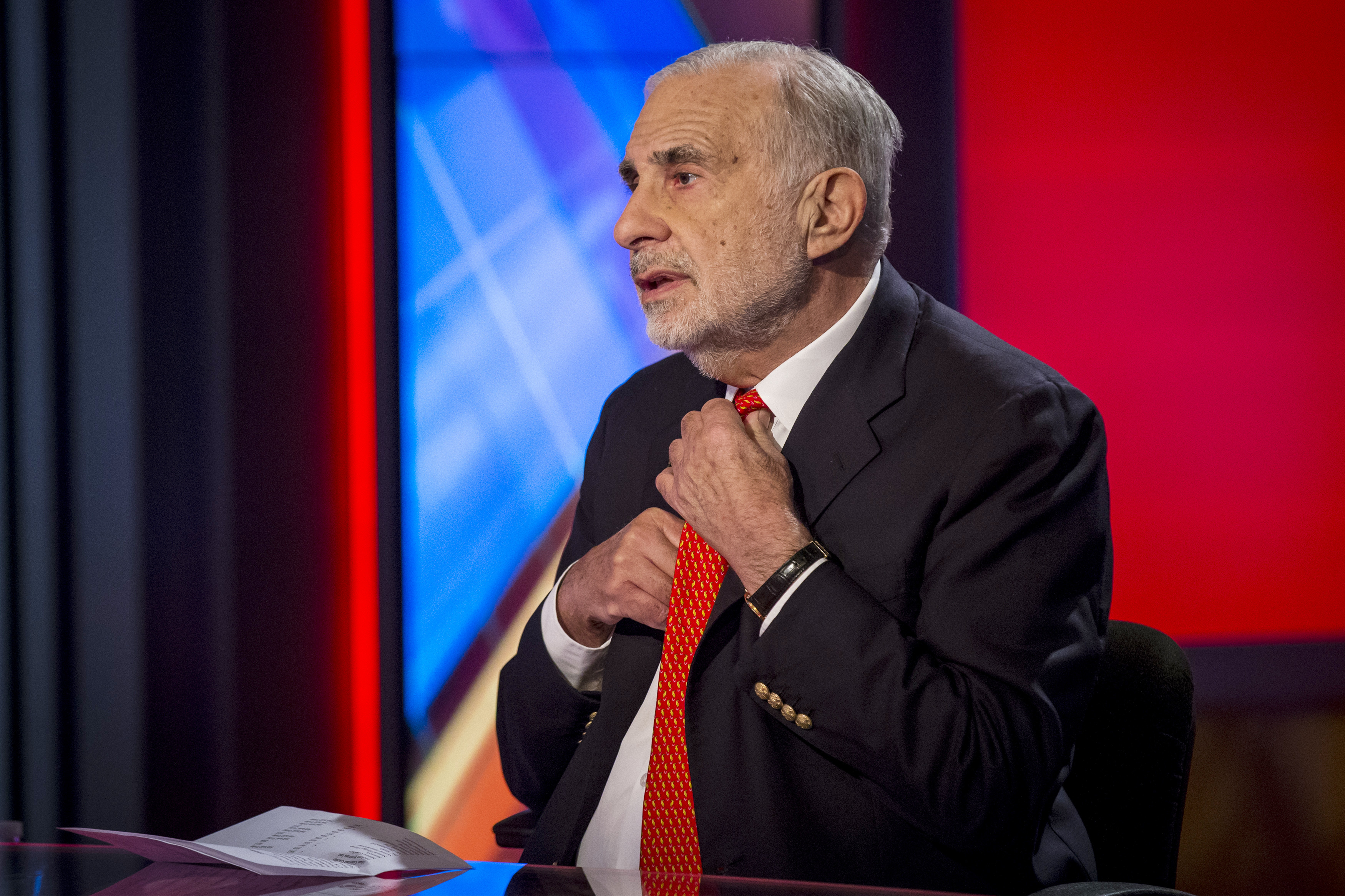 Carl Icahn gives an interview on FOX Business Network's Neil Cavuto show in New York