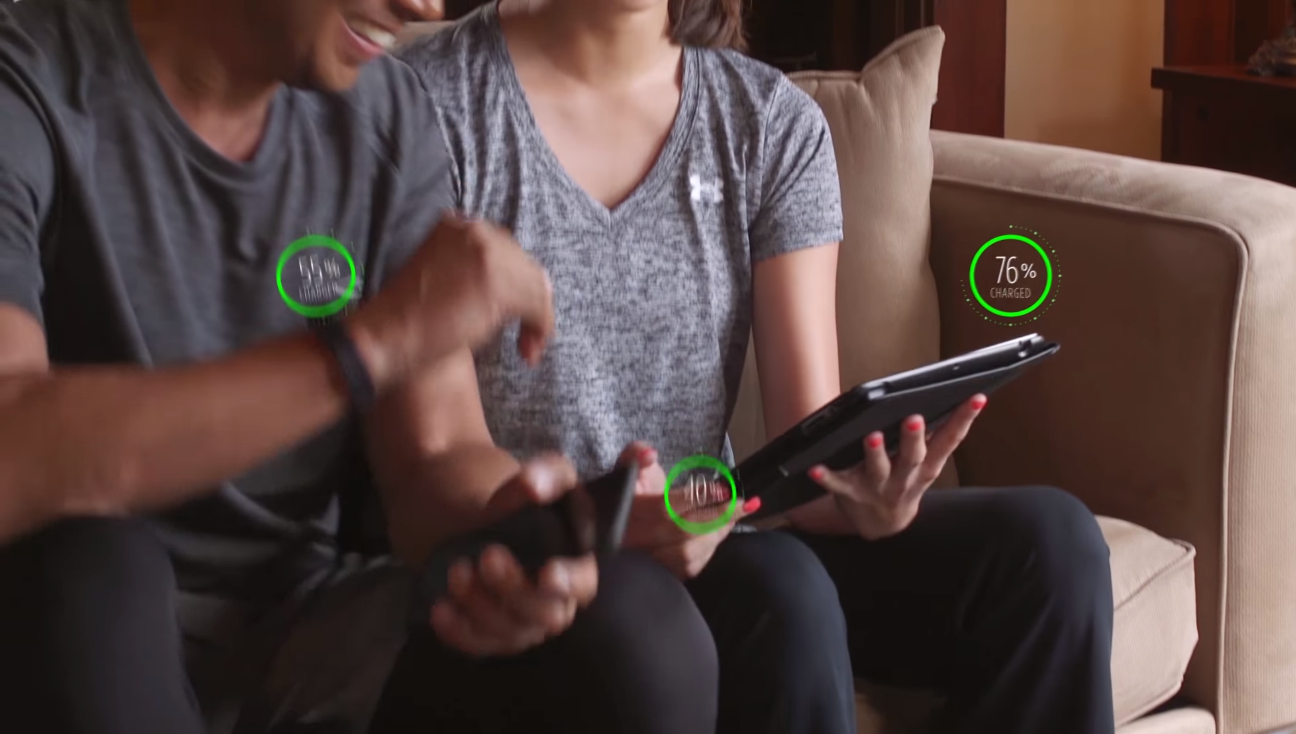 The WattUp wireless charging system in action, from a concept video from creator Energous.