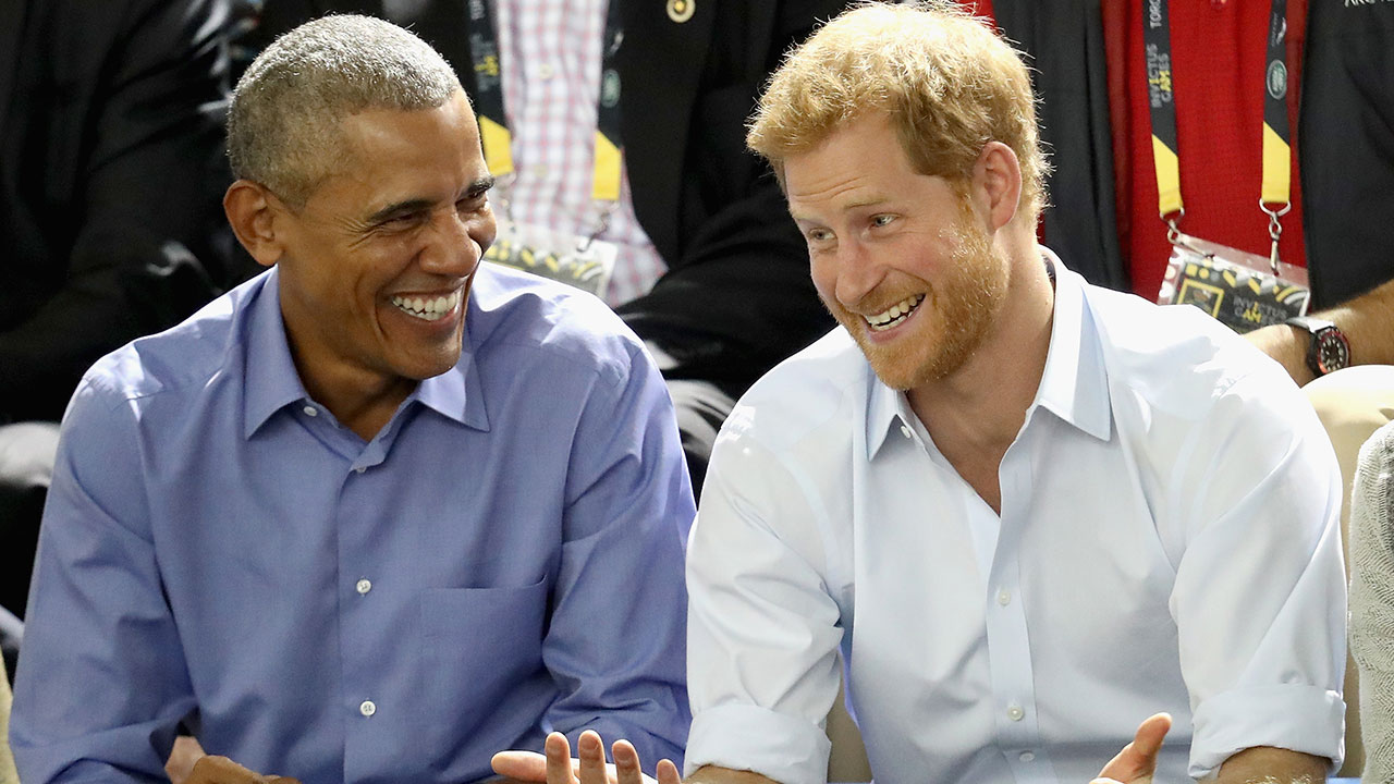 TORONTO, ON - SEPTEMBER 29: Former U.S. President Barack Obama and Prince Harry share a joke as they watch wheelchair basketball on day 7 of the Invictus Games 2017 on September 29, 2017 in Toronto, Canada (Photo by Chris Jackson/Getty Images for the Invictus Games Foundation)