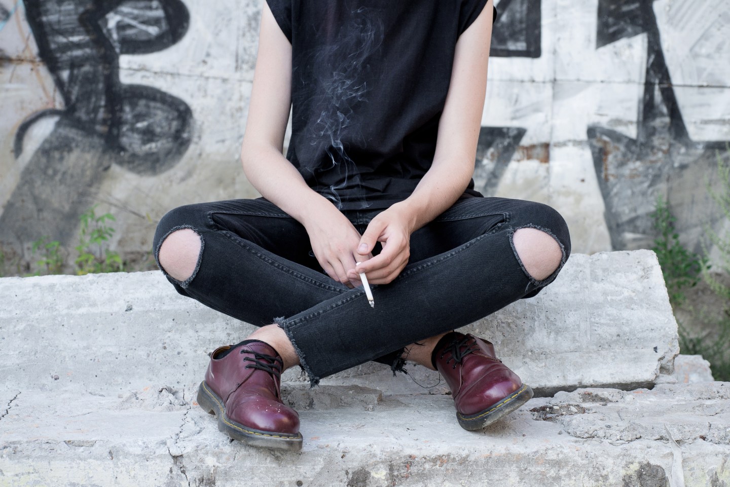 Teens Smoking outside