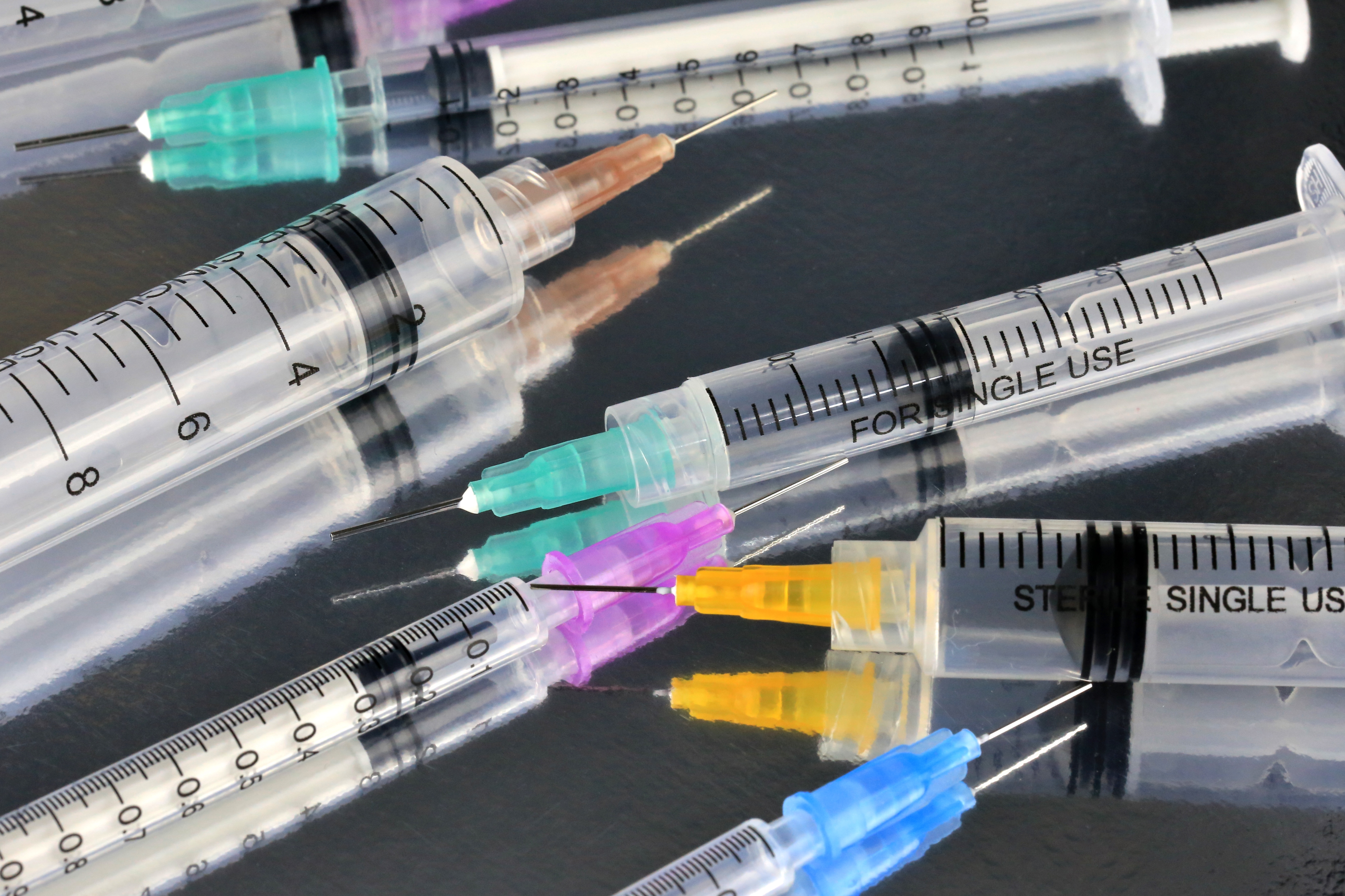 Variety of medical Syringes with Hypodermic needles