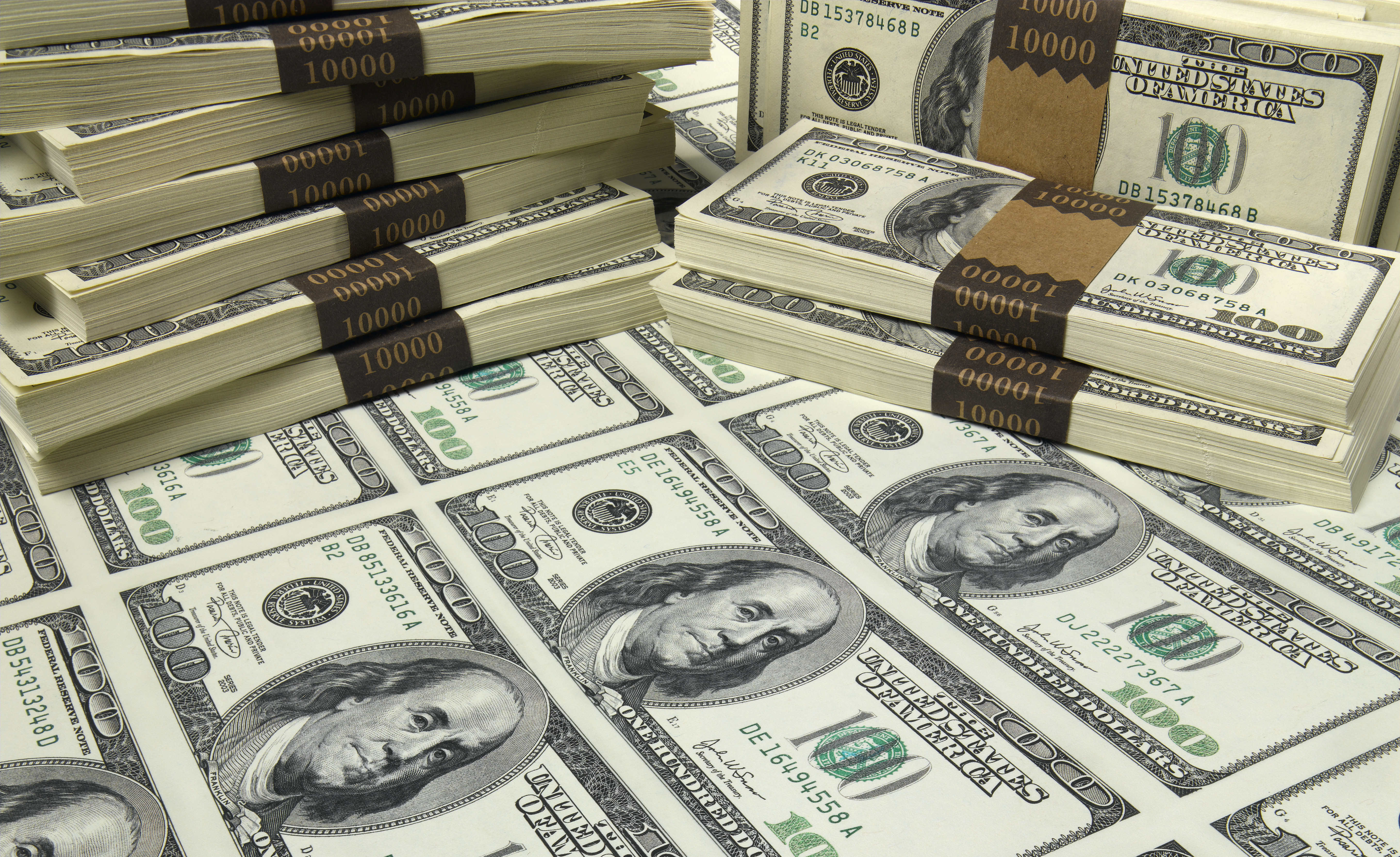 Stacks of 100-dollar bills