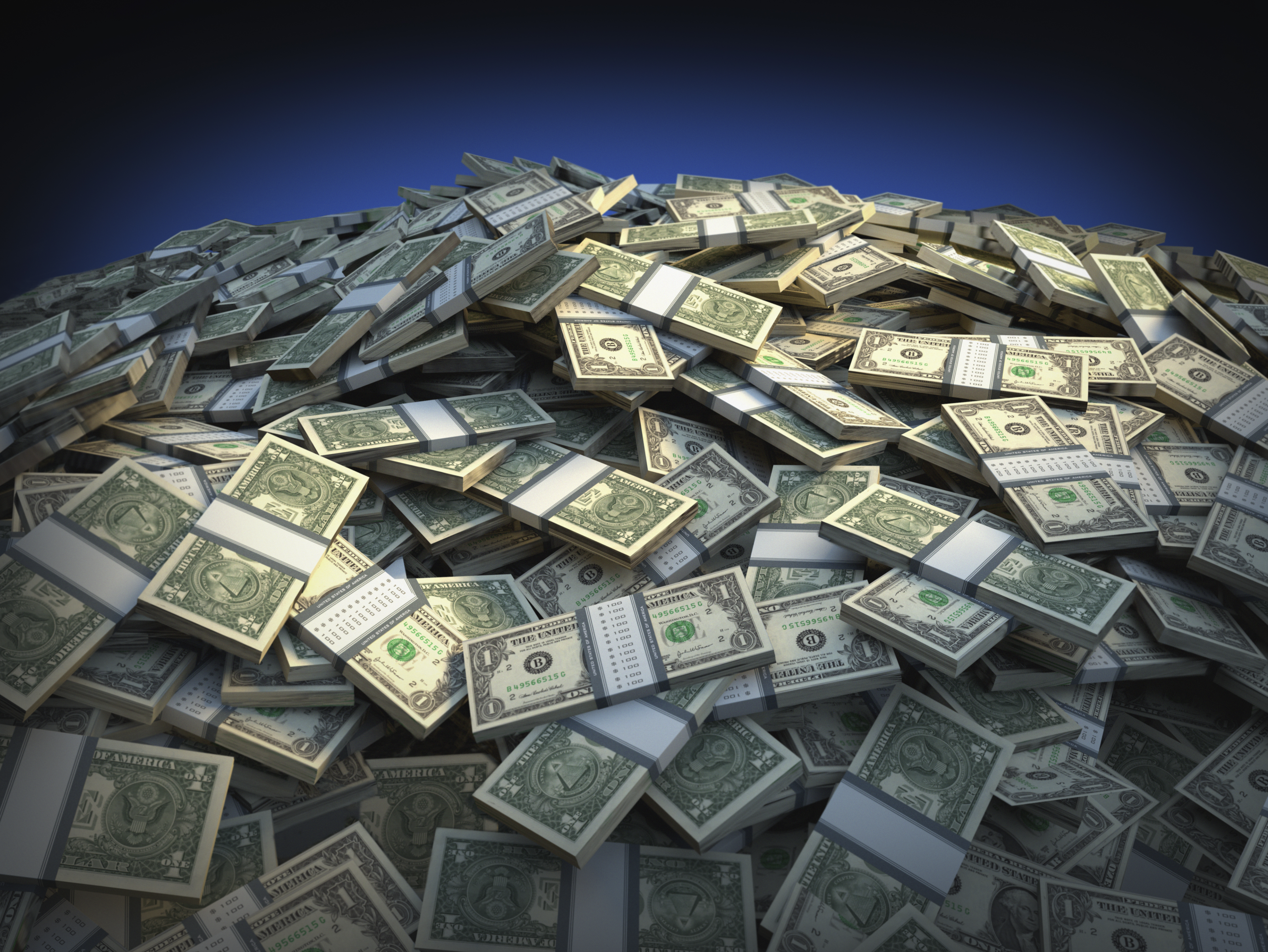 Bundles of one dollar bills