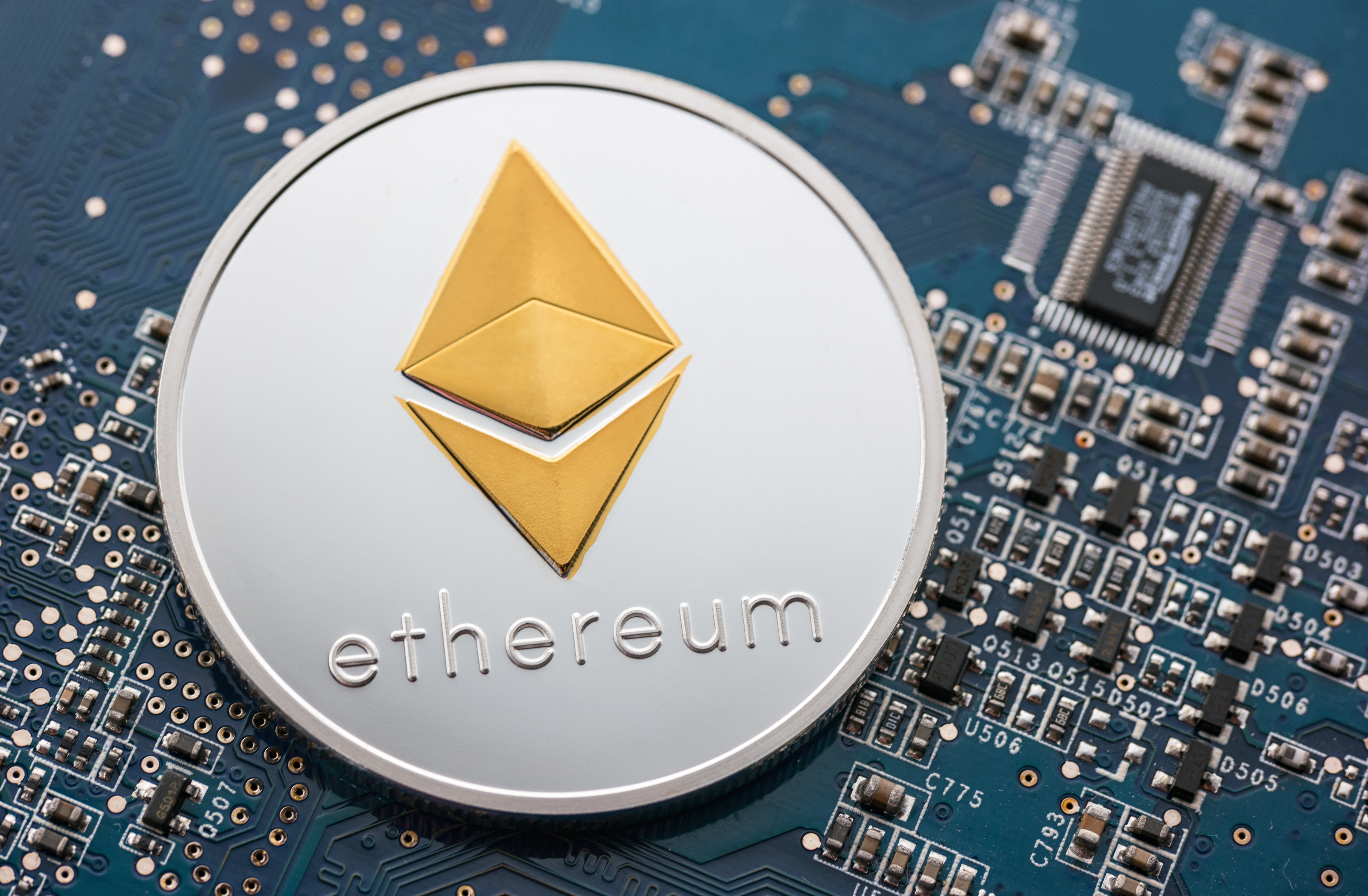 Ethereum crypto-currency on mainboard