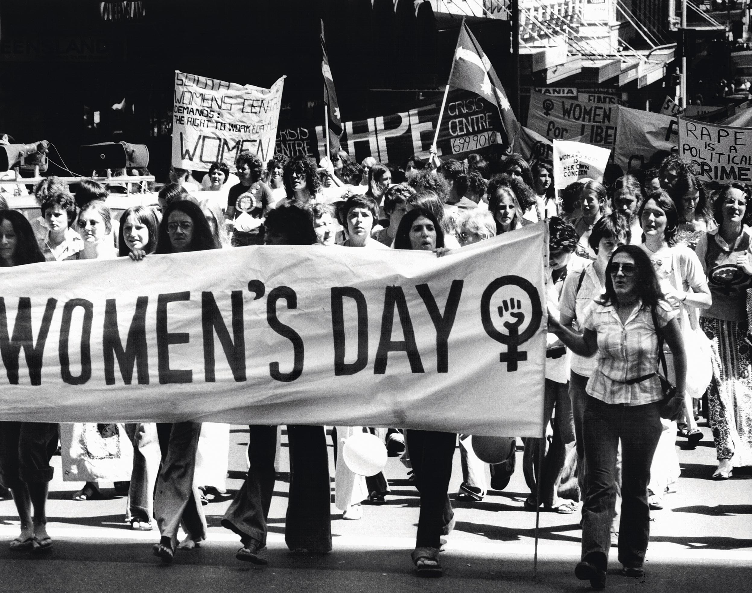 International Women's Day, 12 March 1977. SMH Picture by DAVID BARTHO
