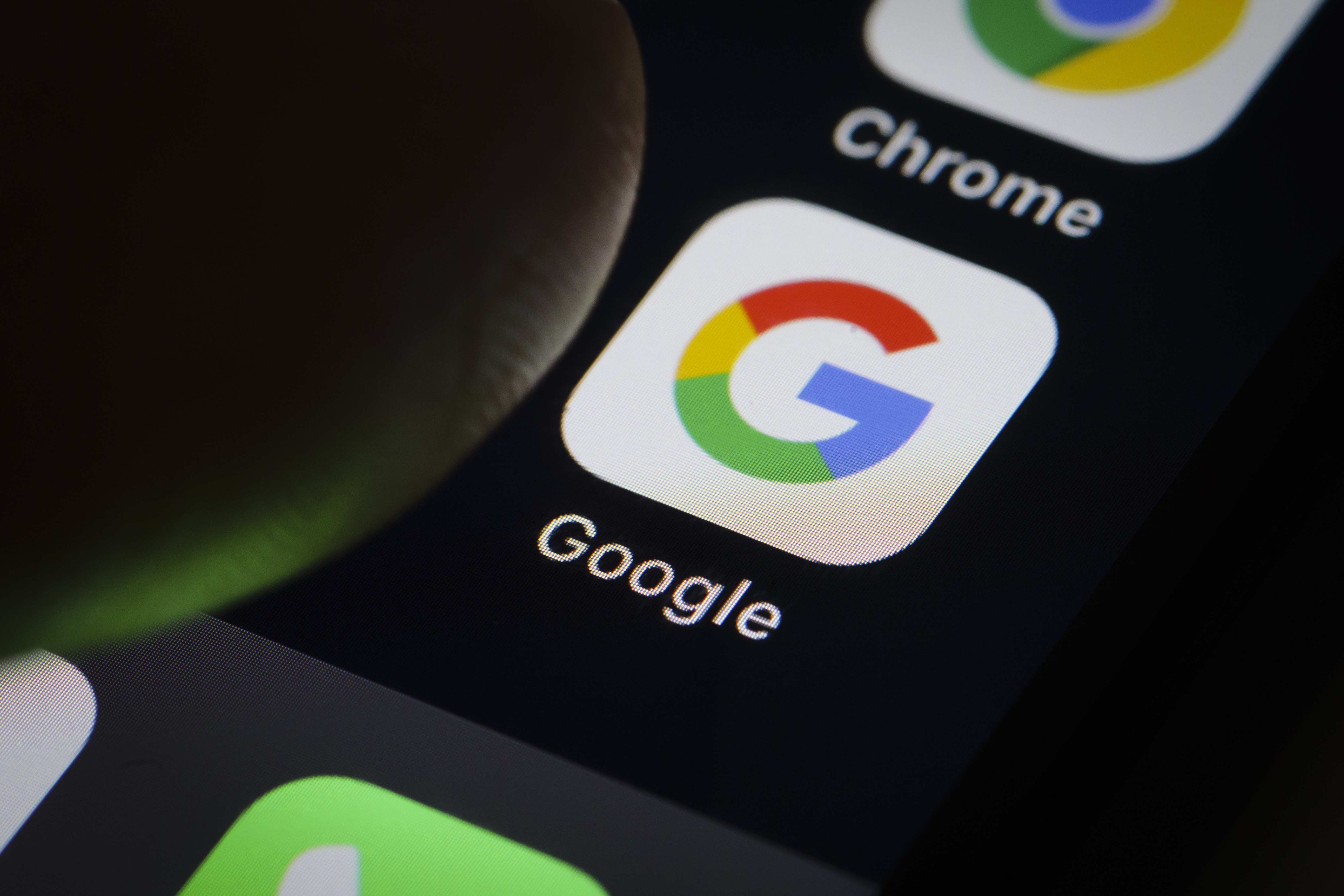 Google app seen on smartphone screen