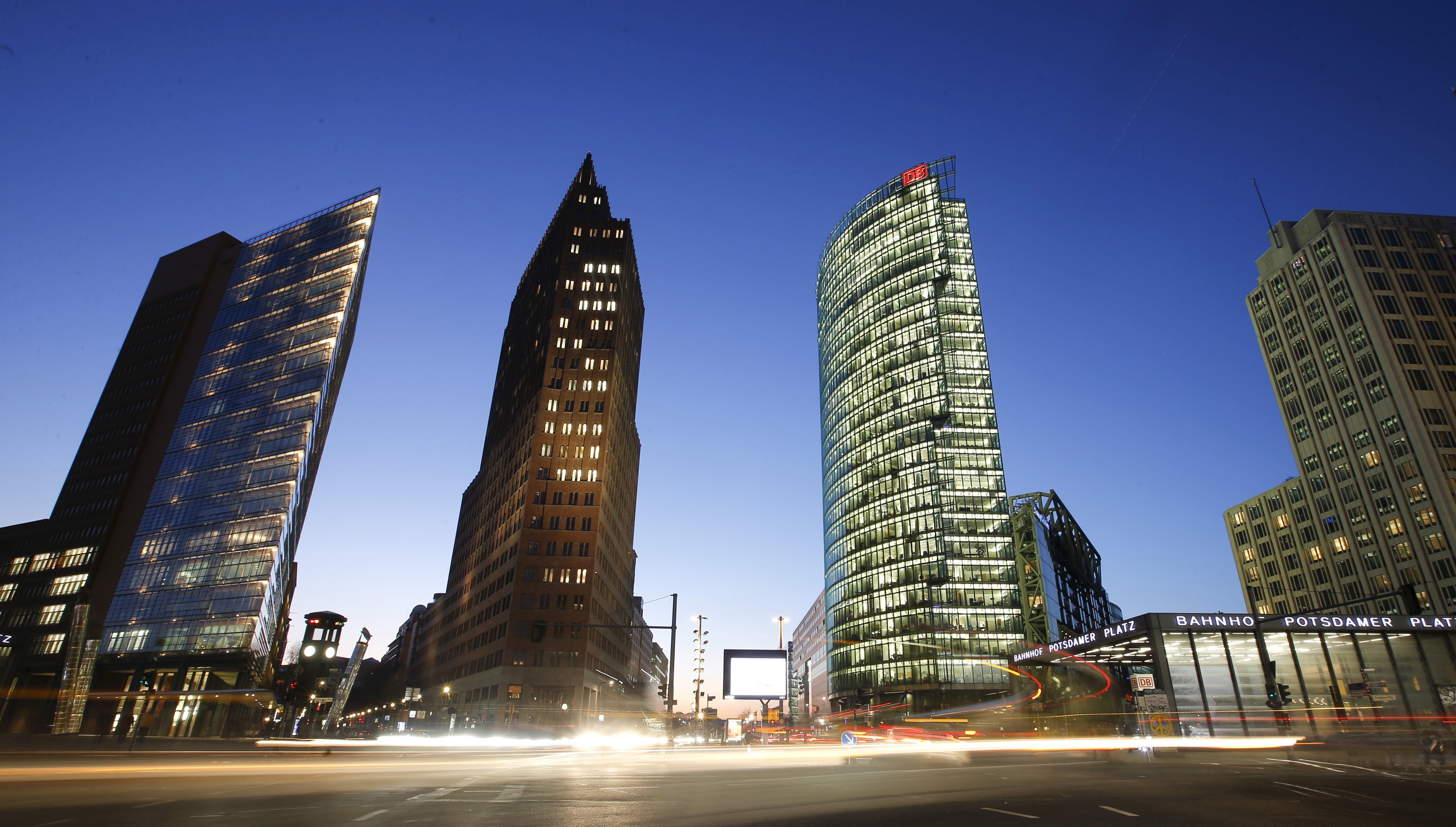 The skyline of the Potsdamer Platz square is pictured in Berlin