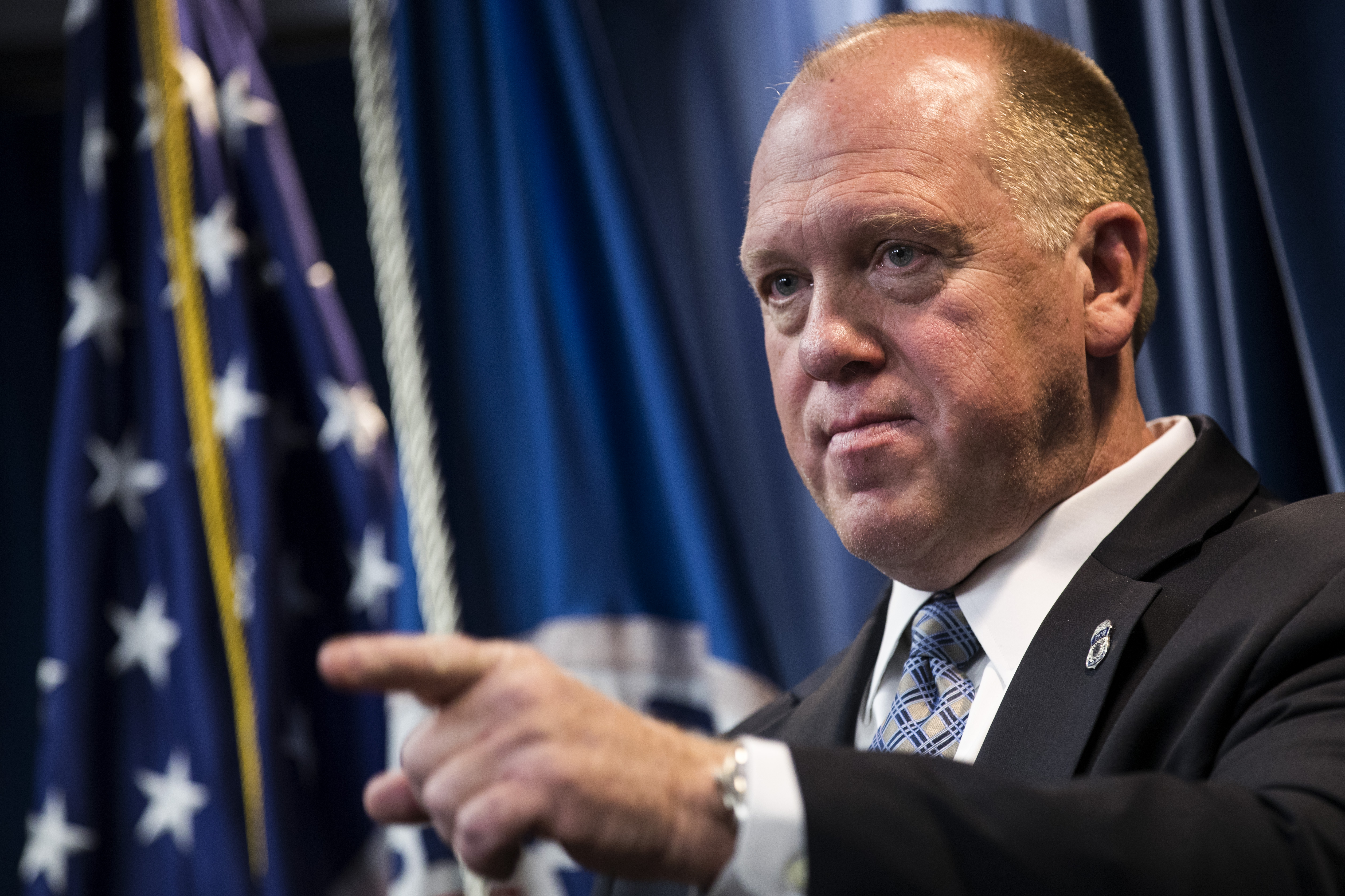 Thomas Homan, acting ICE director, takes questions at press conference