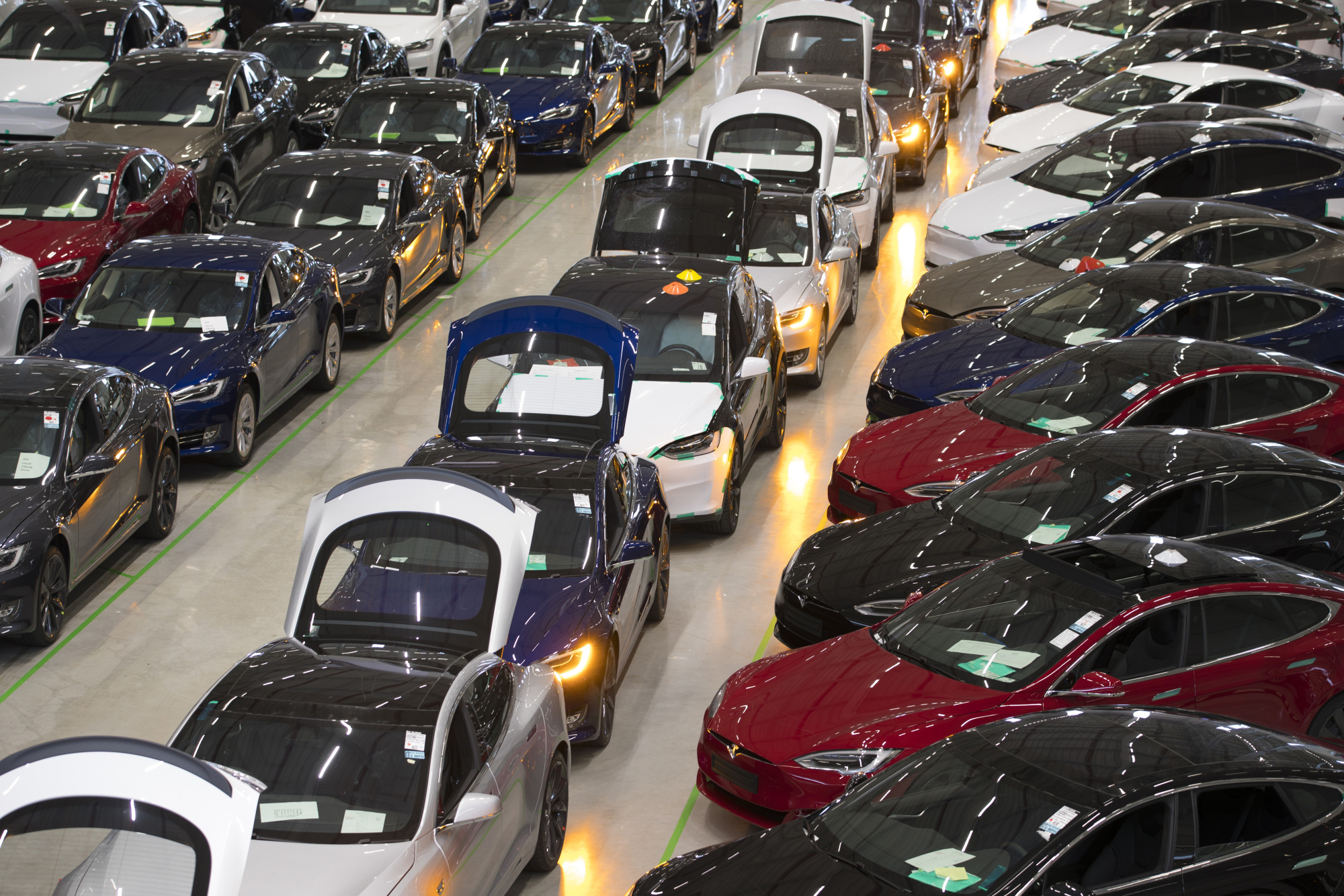 Tesla Model X SUV Assembly Inside A Tesla Motors Inc. Factory