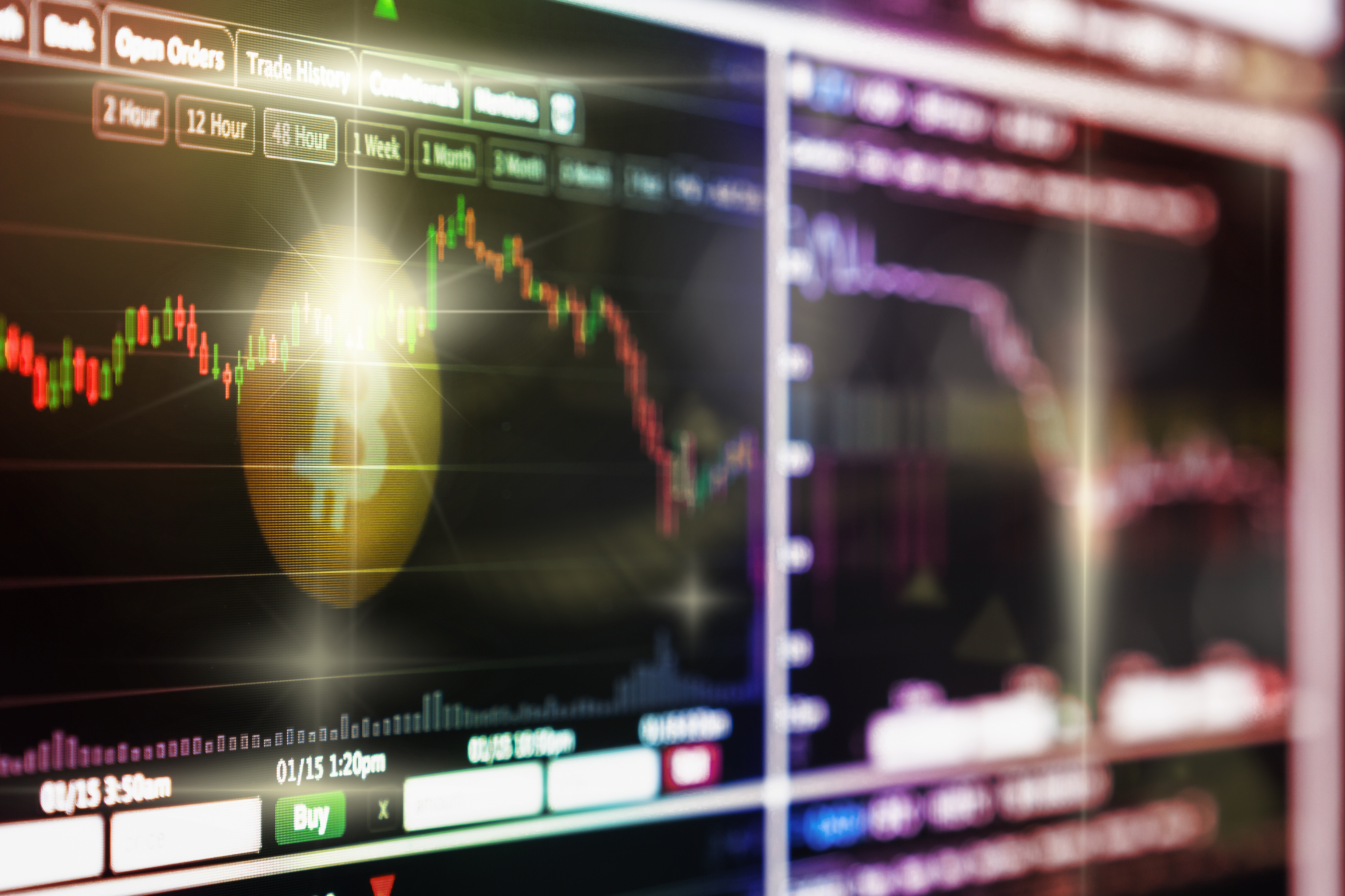 Business and market trade concept, Cryptocurrency trading screen, Bitcoin exchange screen of trading information, Block chain technology of Crypto concept