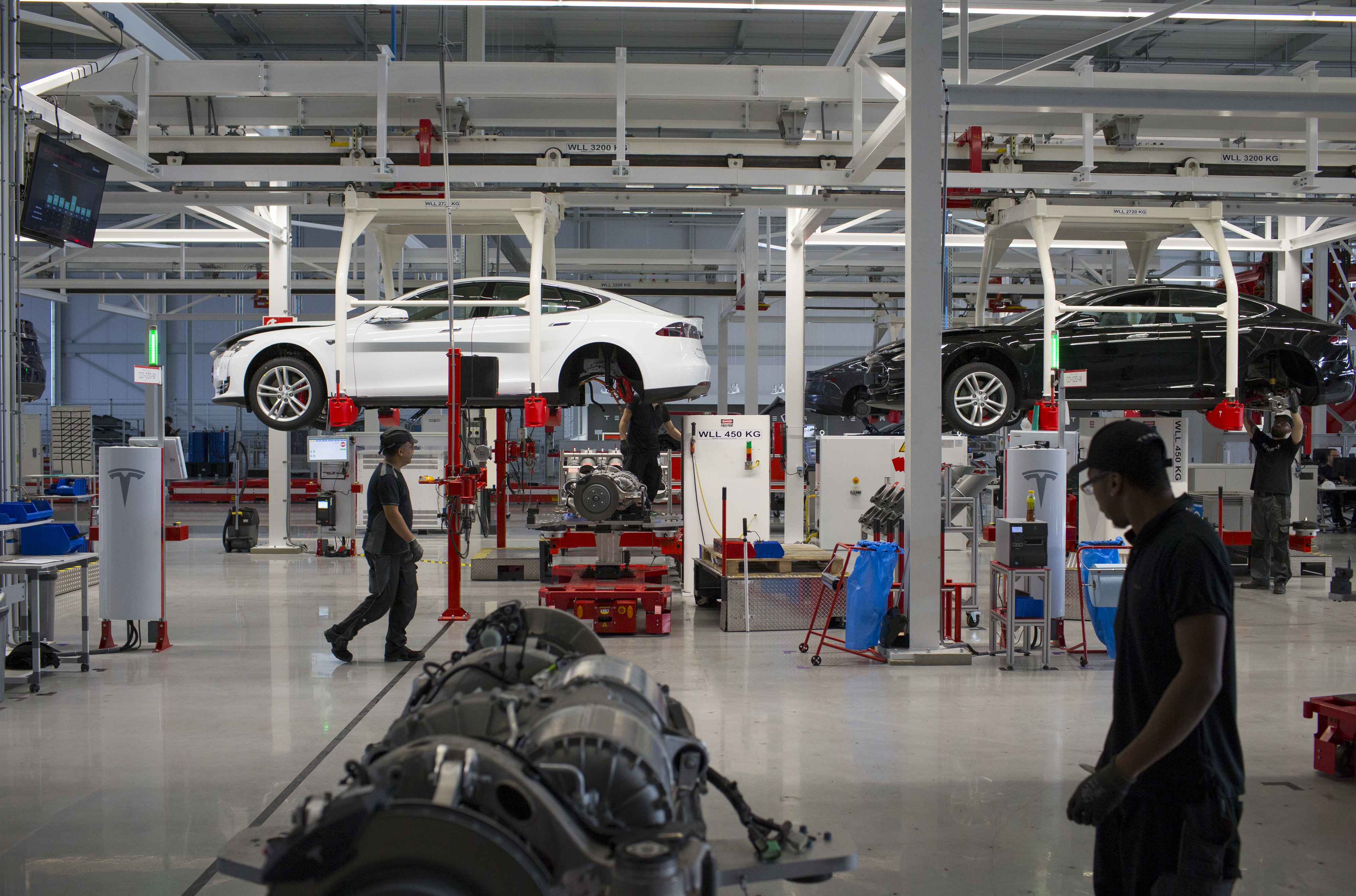 Assembly Of Tesla Model S Electric Automobiles At A Tesla Motors Inc. Factory