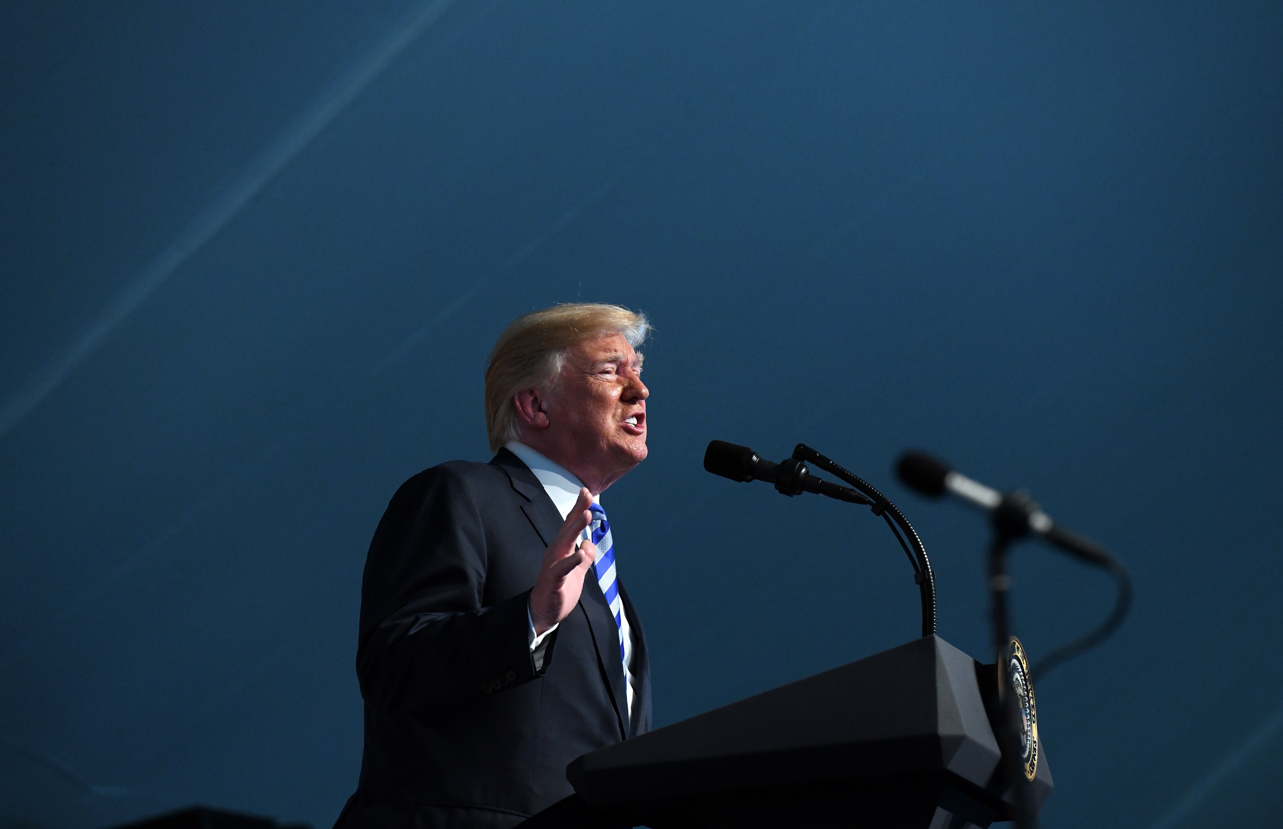 President Trump Participates In The U.S. Coast Guard Change of Command Ceremony