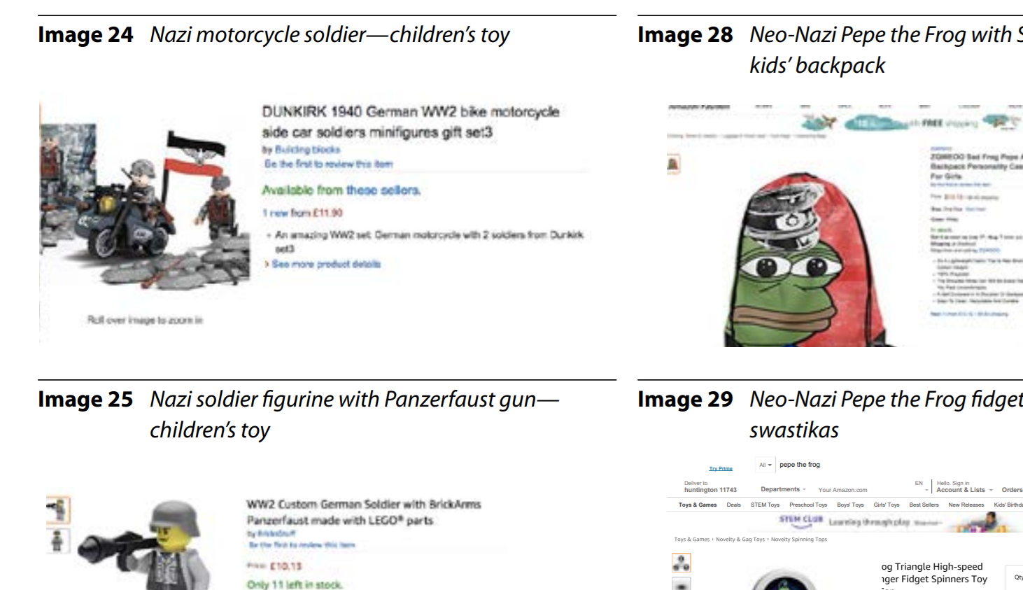 Children's products featuring white supremacist imagery were found for sale on Amazon, which collects a commission from those sales.