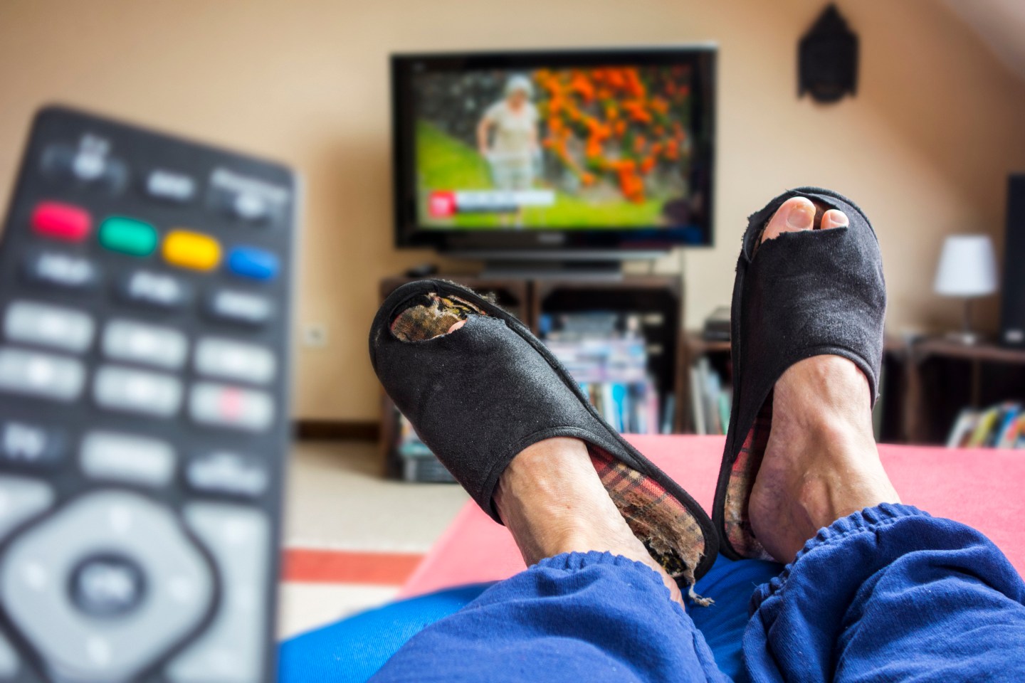 Couch potato watching TV.