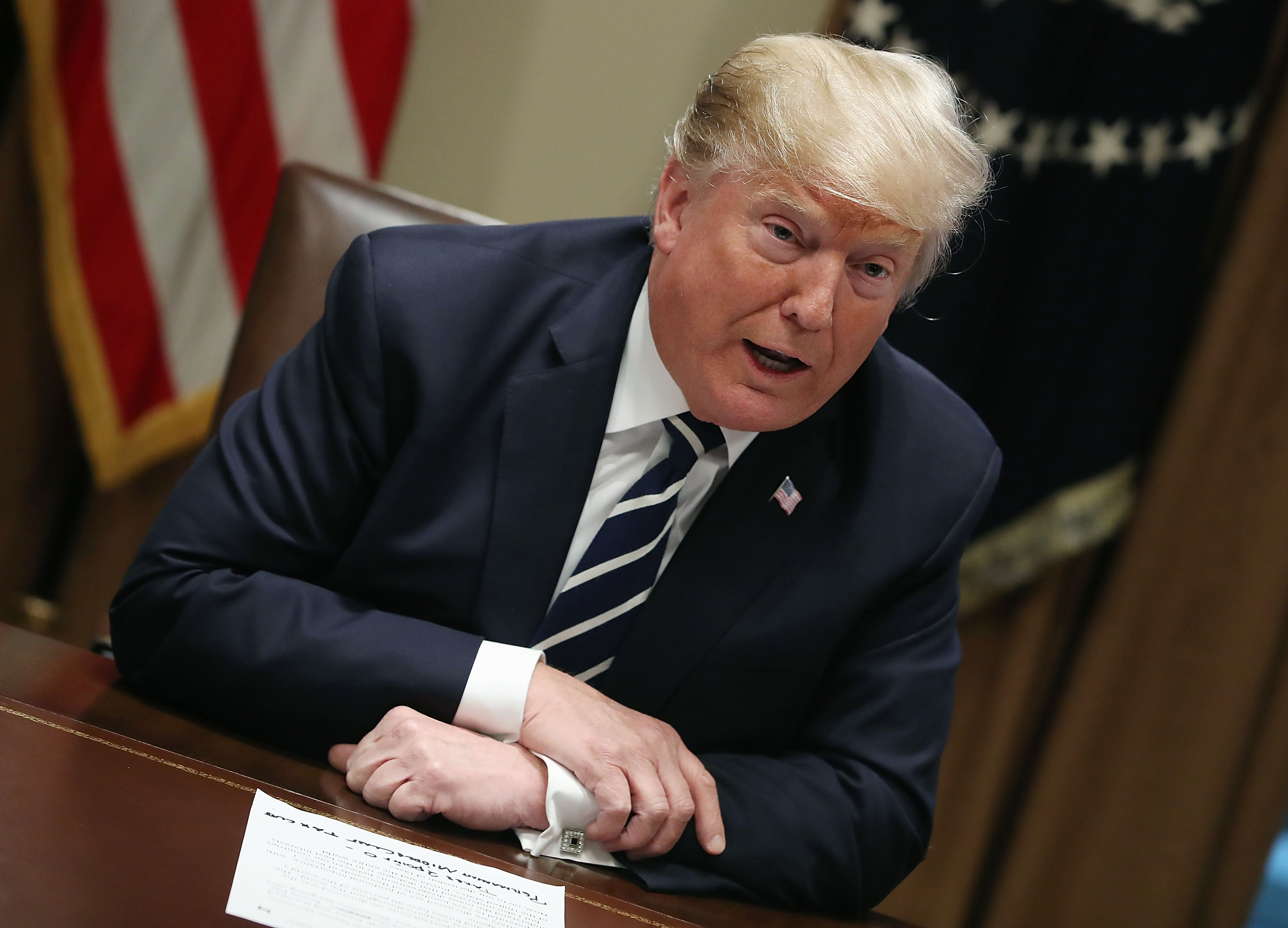 President Trump Meets With Members Of Congress In The White House Roosevelt Room