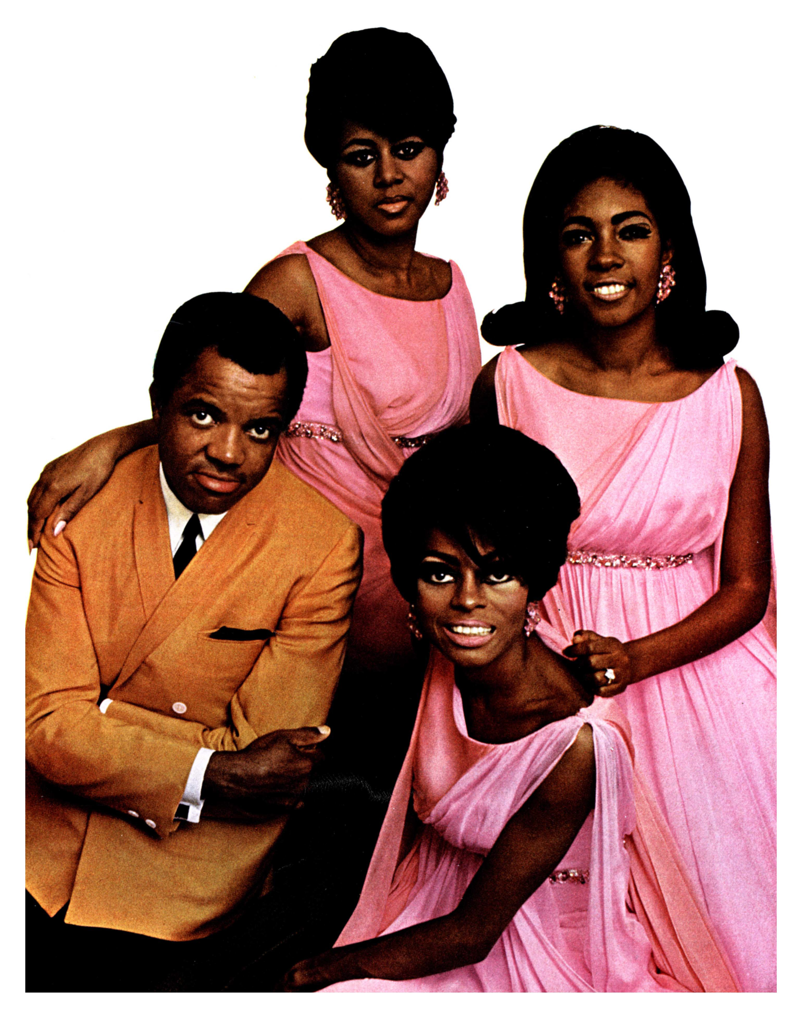 Motown'. boss Berry Gordy Jr. and the Supremes: lead singer Diana Ross (sitting). Mary Wilson (right). and Cindy Birdsong, the aptly named newest member. Motown's biggest moneymakers, the Supremes are moving deeper into the mass popular-music market with Rodgers and Hart songs and personal appearances at Miami Beach and Las Vegas.