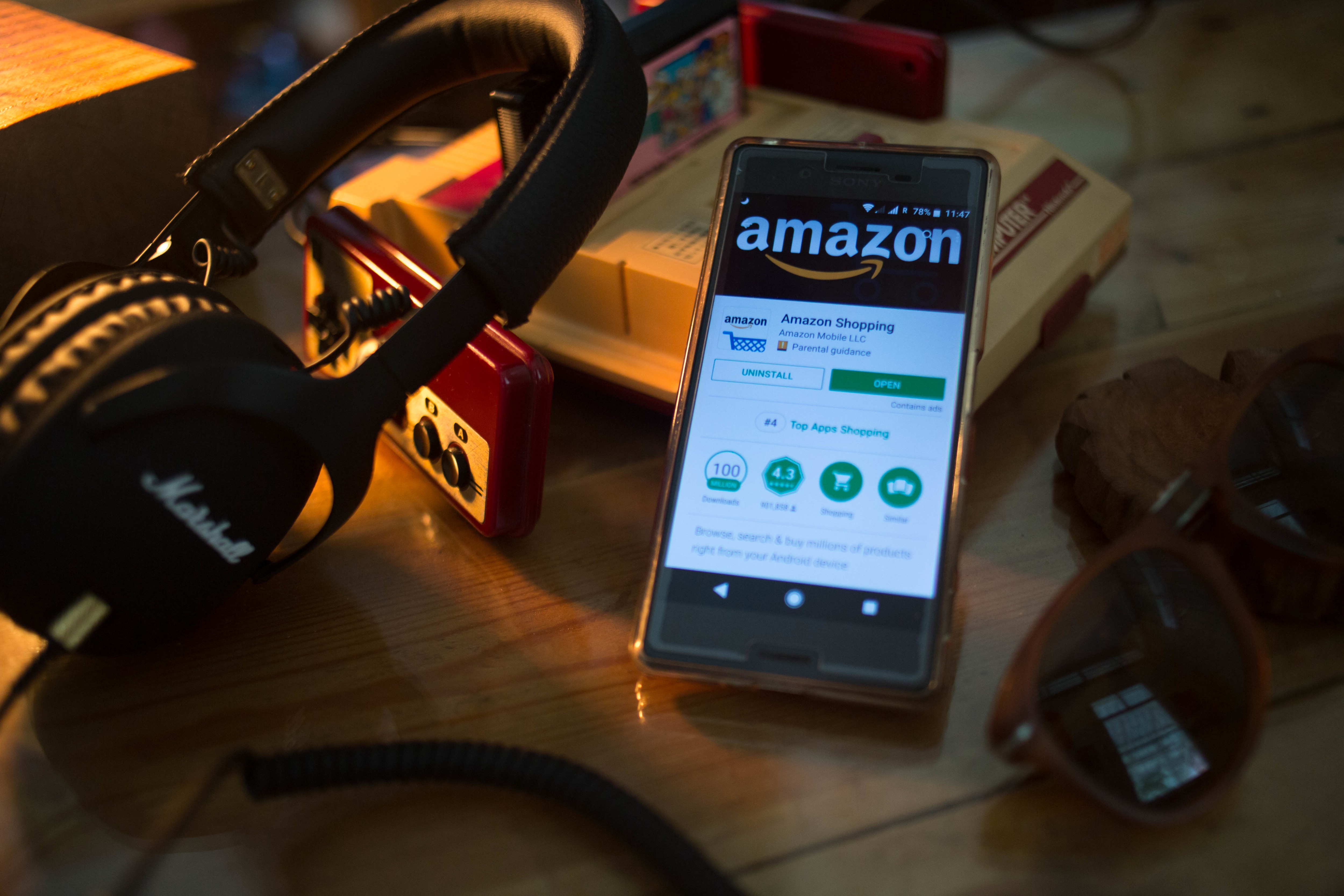 The Amazon application seen displayed on a Sony smartphone