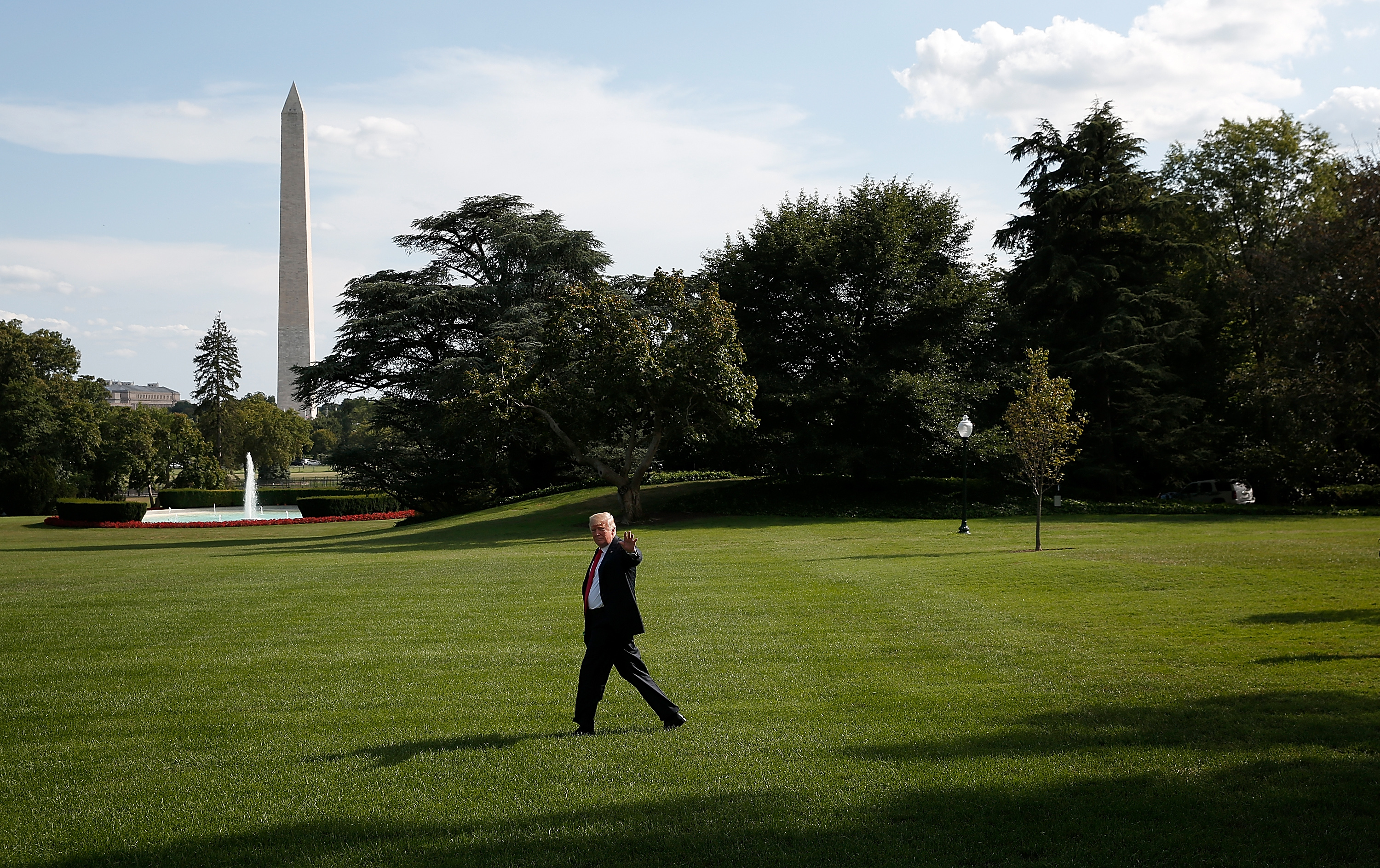 President Trump Departs The White House En Route To Rally In Indiana