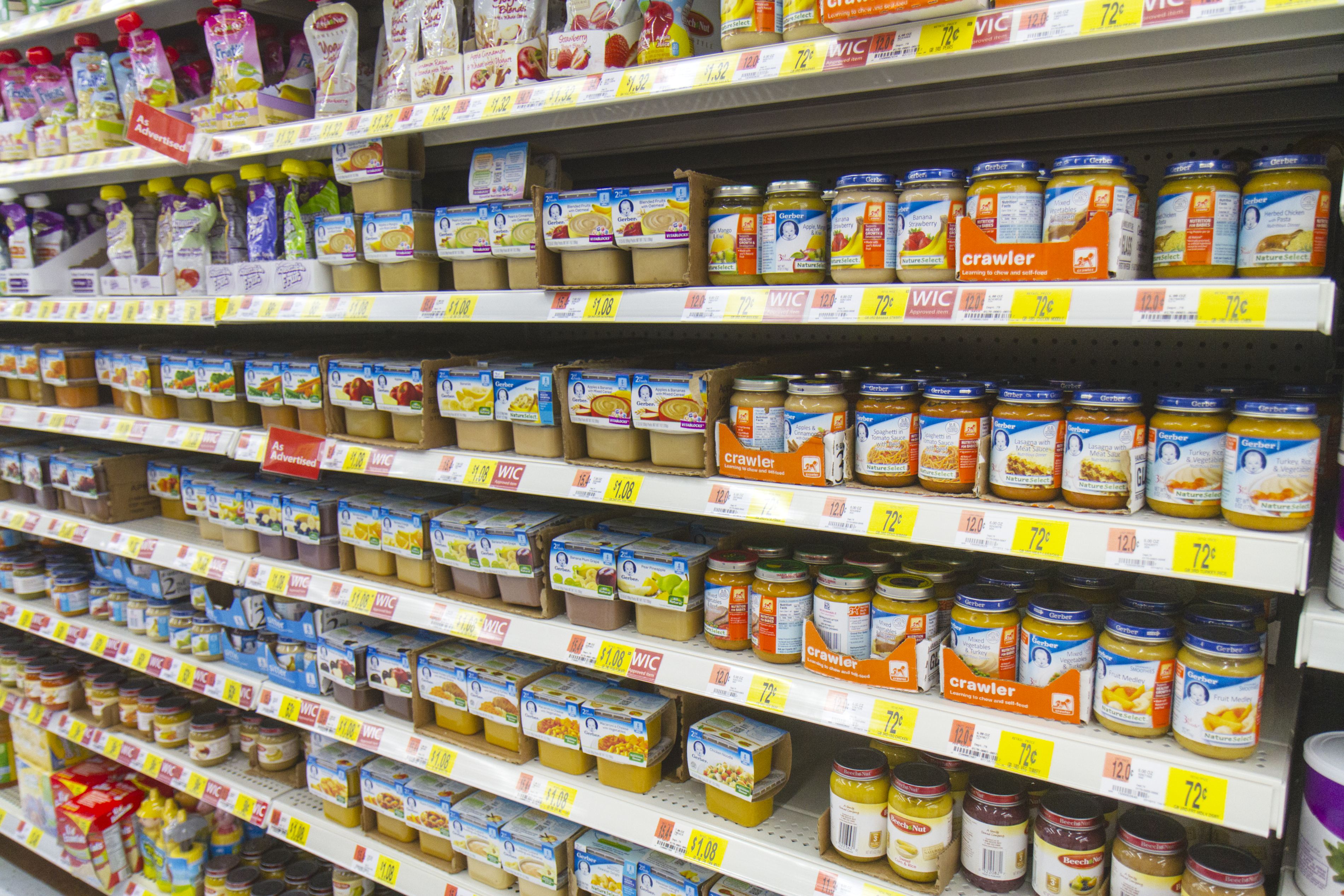 Baby food for sale inside Walmart.
