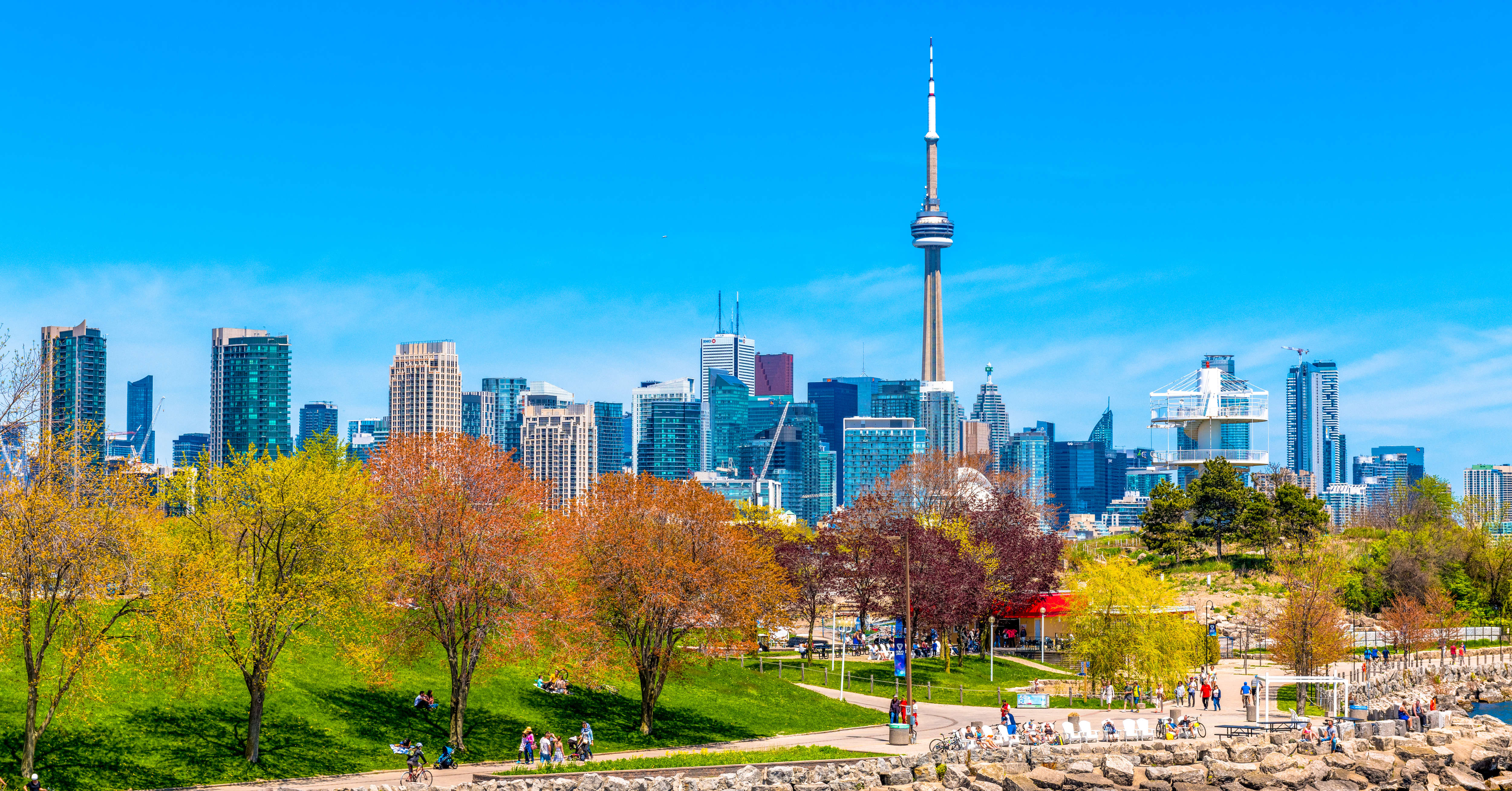 Panorama of the urban skyline including the CN Tower. Point