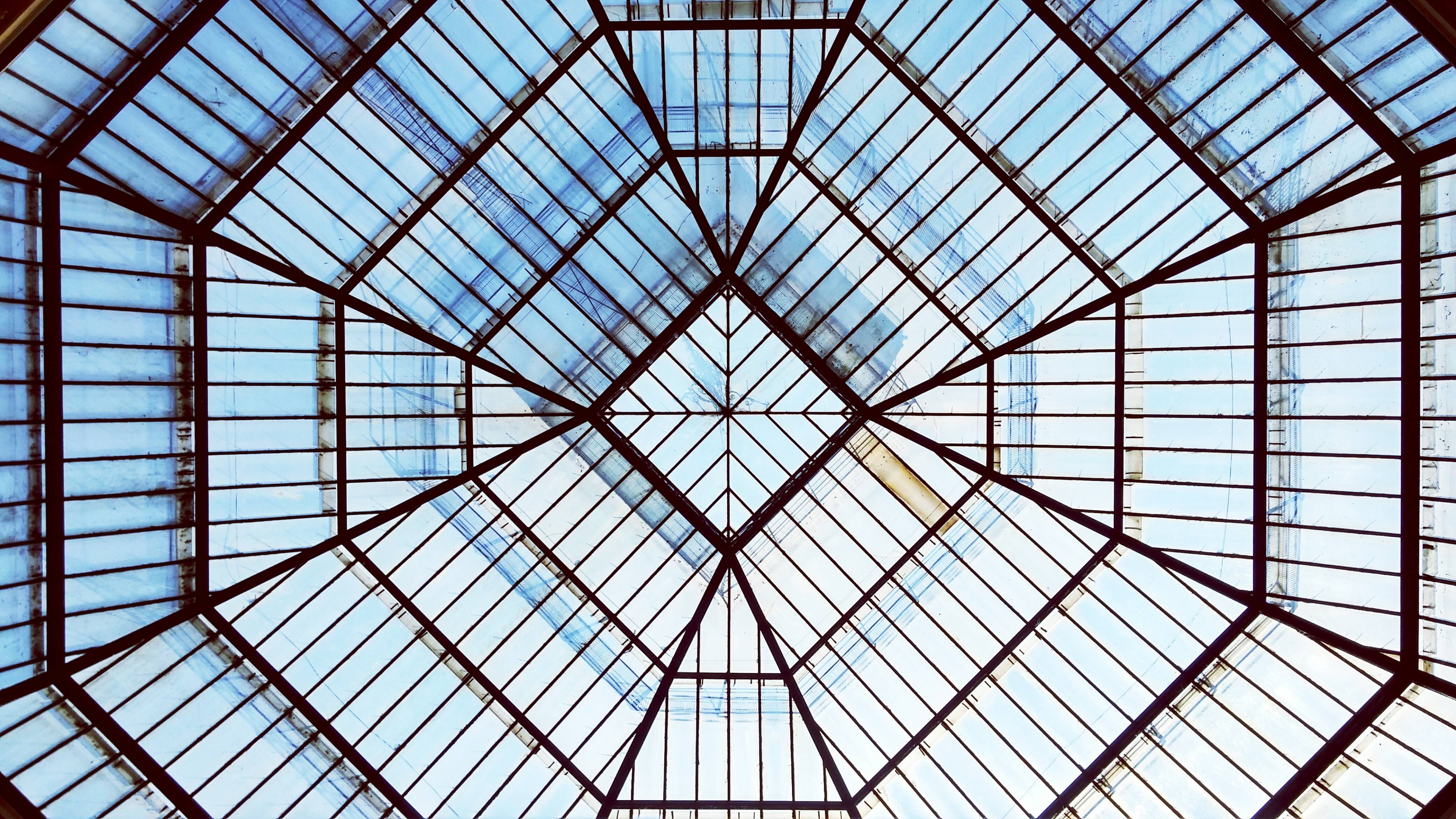 Directly Below Shot Of Patterned Skylight