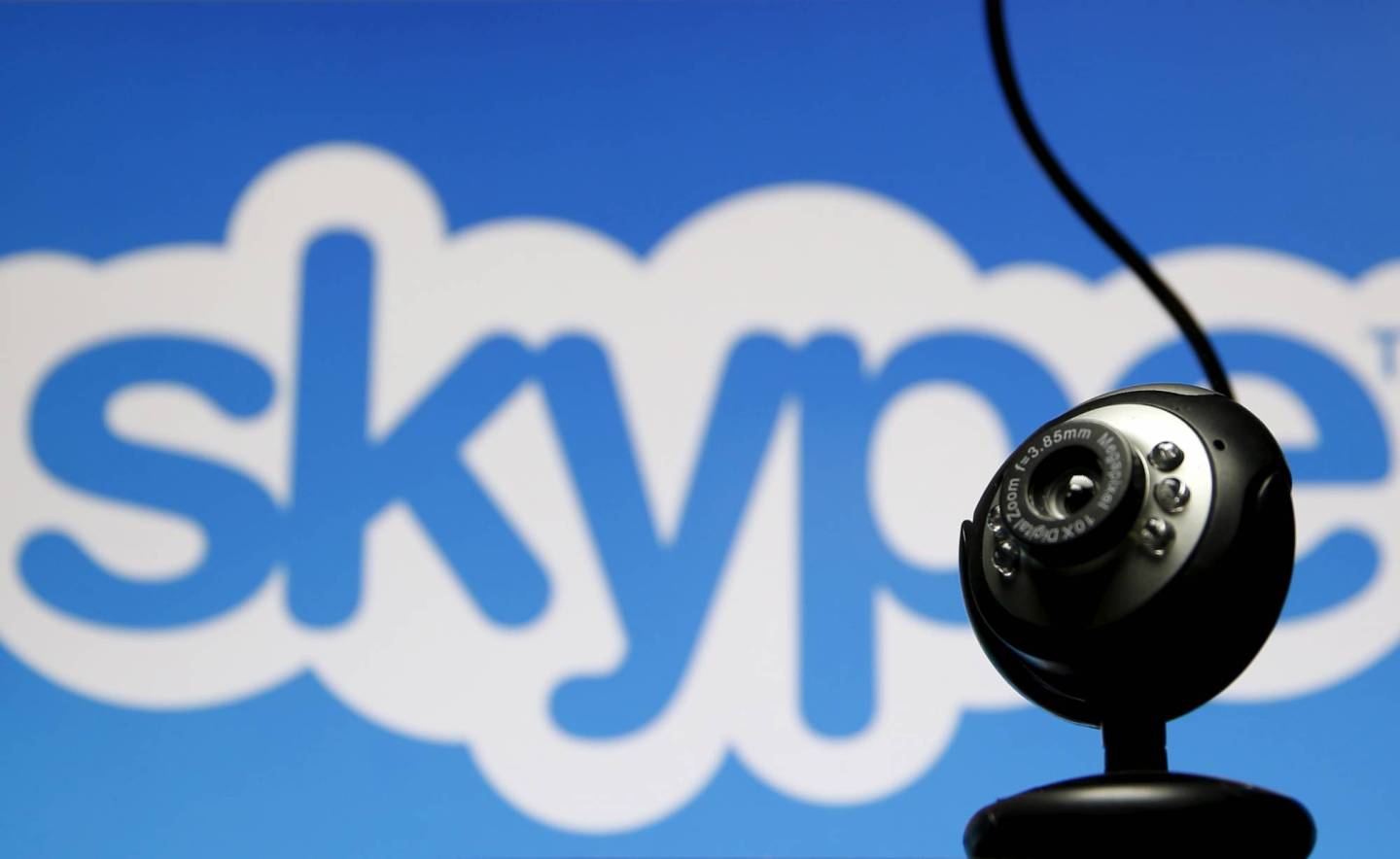 FILE PHOTO: A web camera is seen in front of a Skype logo in this photo illustration taken in Zenica