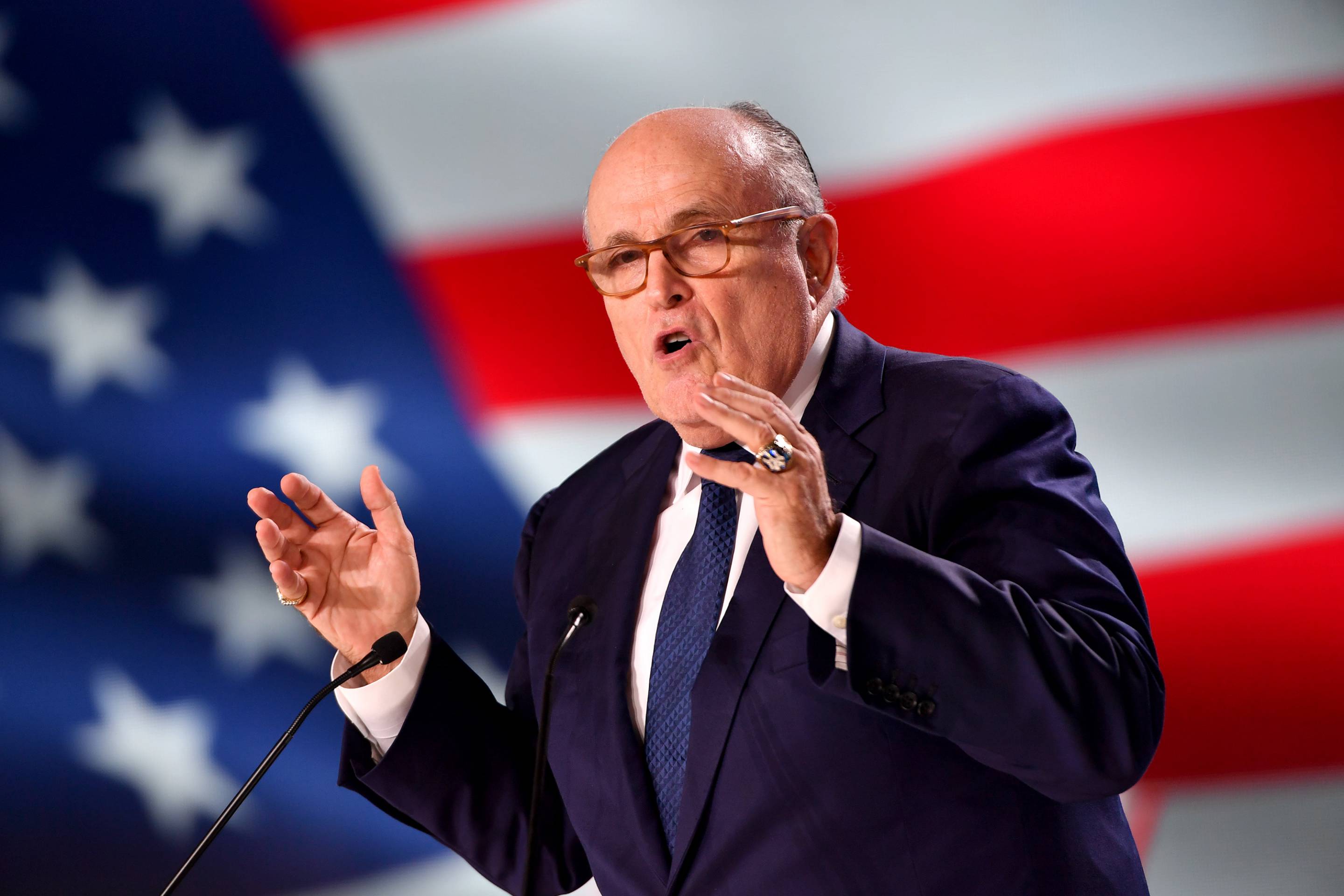 Former New York City mayor Rudy Giuliani speaks at the Conference in Support of Freedom and Democracy In Iran on June 30, 2018 in Paris.