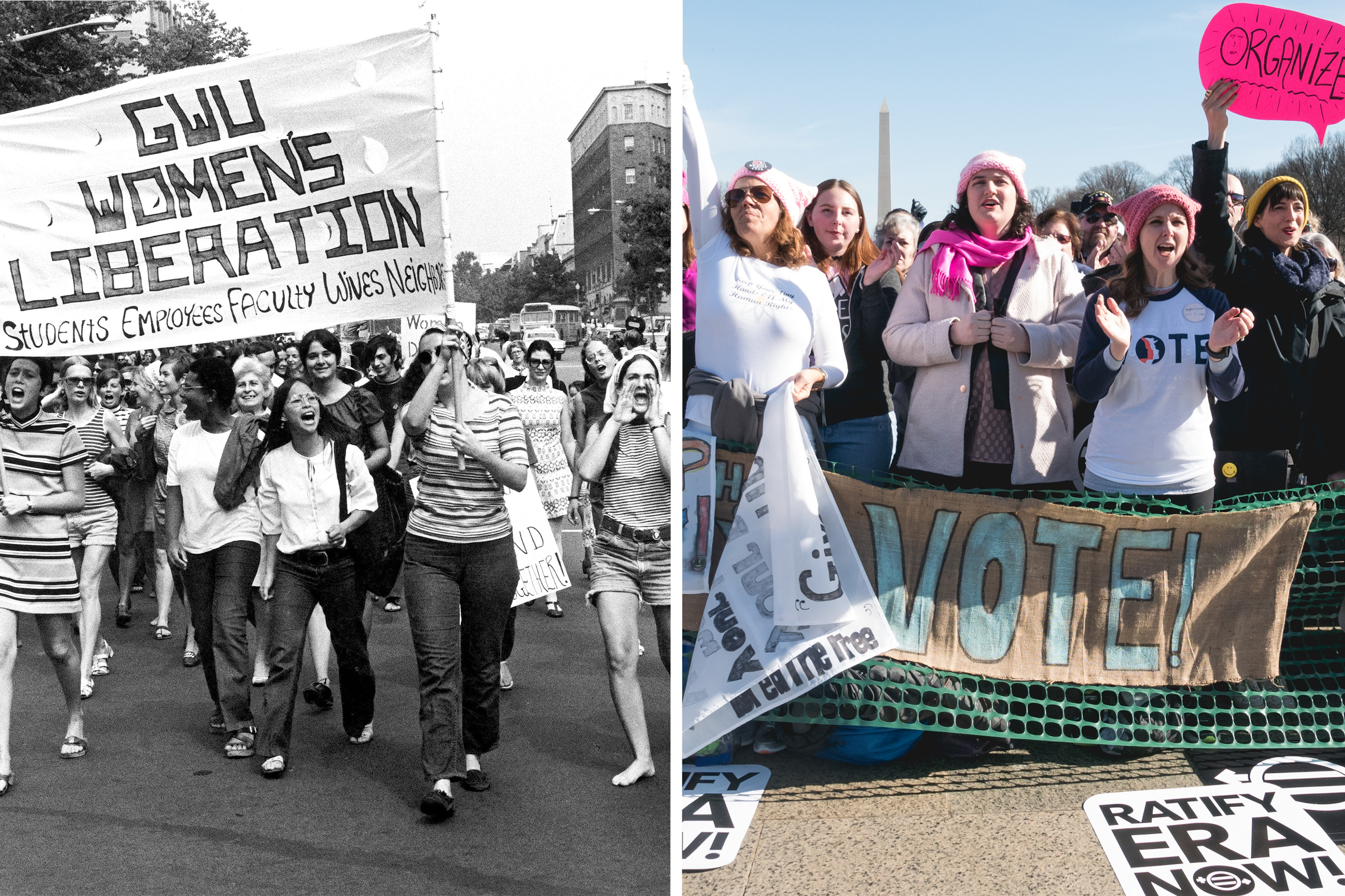 UNITED STATES - AUGUST 26: Women's liberation movement in Washington, United States on August 26, 1970. (Photo by Don Carl STEFFEN/Gamma-Rapho via Getty Images) People gathered on the steps of the Lincoln Memorial, and around the reflecting pool at the base of the steps, in Washington, D.C. for the "Women's March on Washington 2018". For the second year, supporters, activists, and elected officials gathered to hear speakers, and then marched to the White House, in protest, On Saturday, January 20, 2018. (Photo by Cheriss May) (Photo by Cheriss May/NurPhoto via Getty Images)