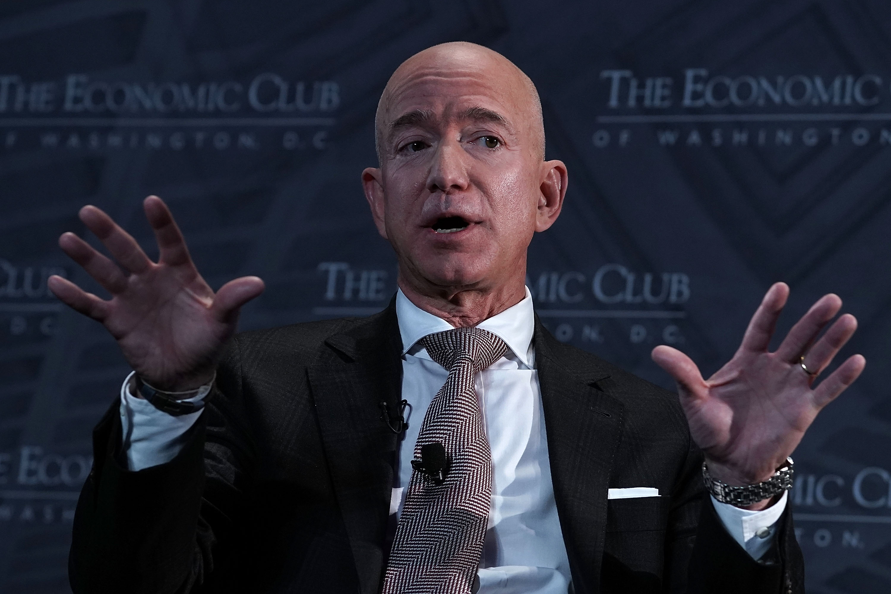 Amazon's relationship with customers would translate well to banking services, a new survey says. (Photo by Alex Wong/Getty Images)