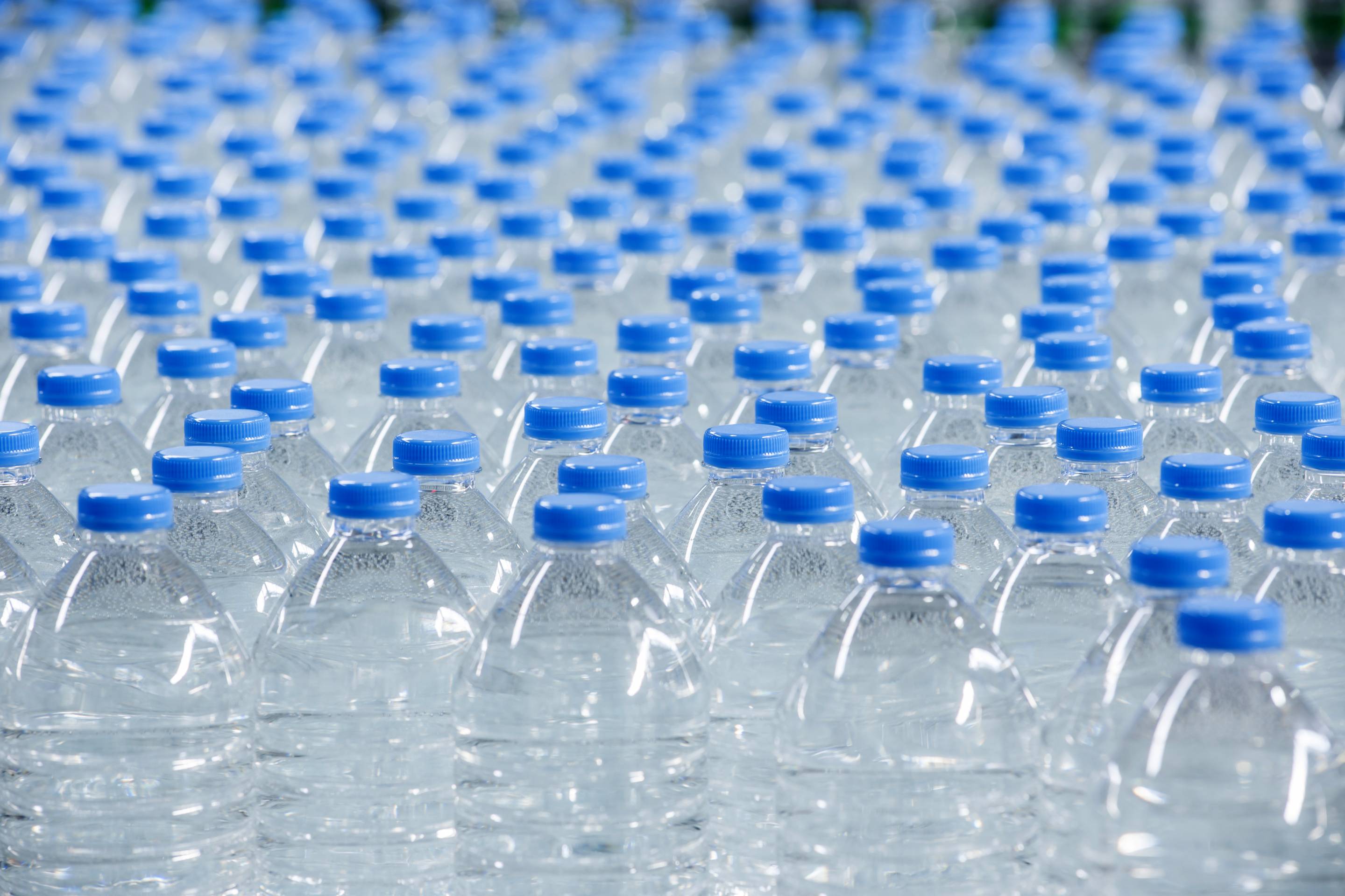 Plastic bottles on conveyor belt