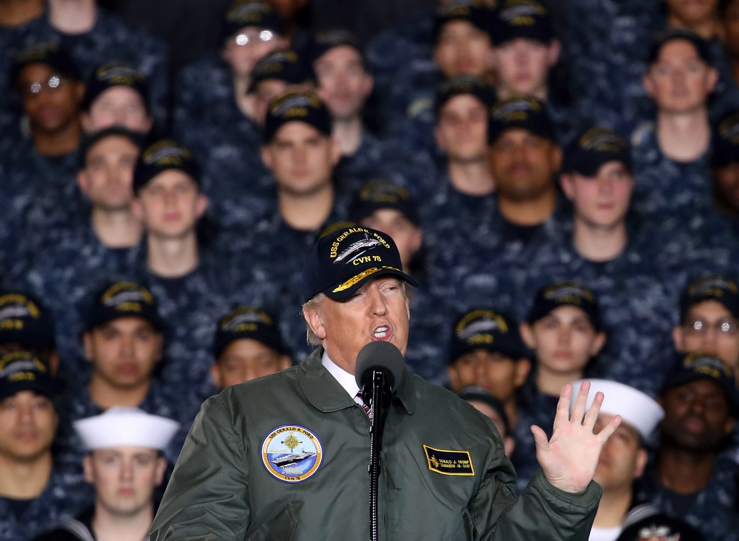 Donald Trump Delivers Remarks Aboard The USS Gerald R. Ford
