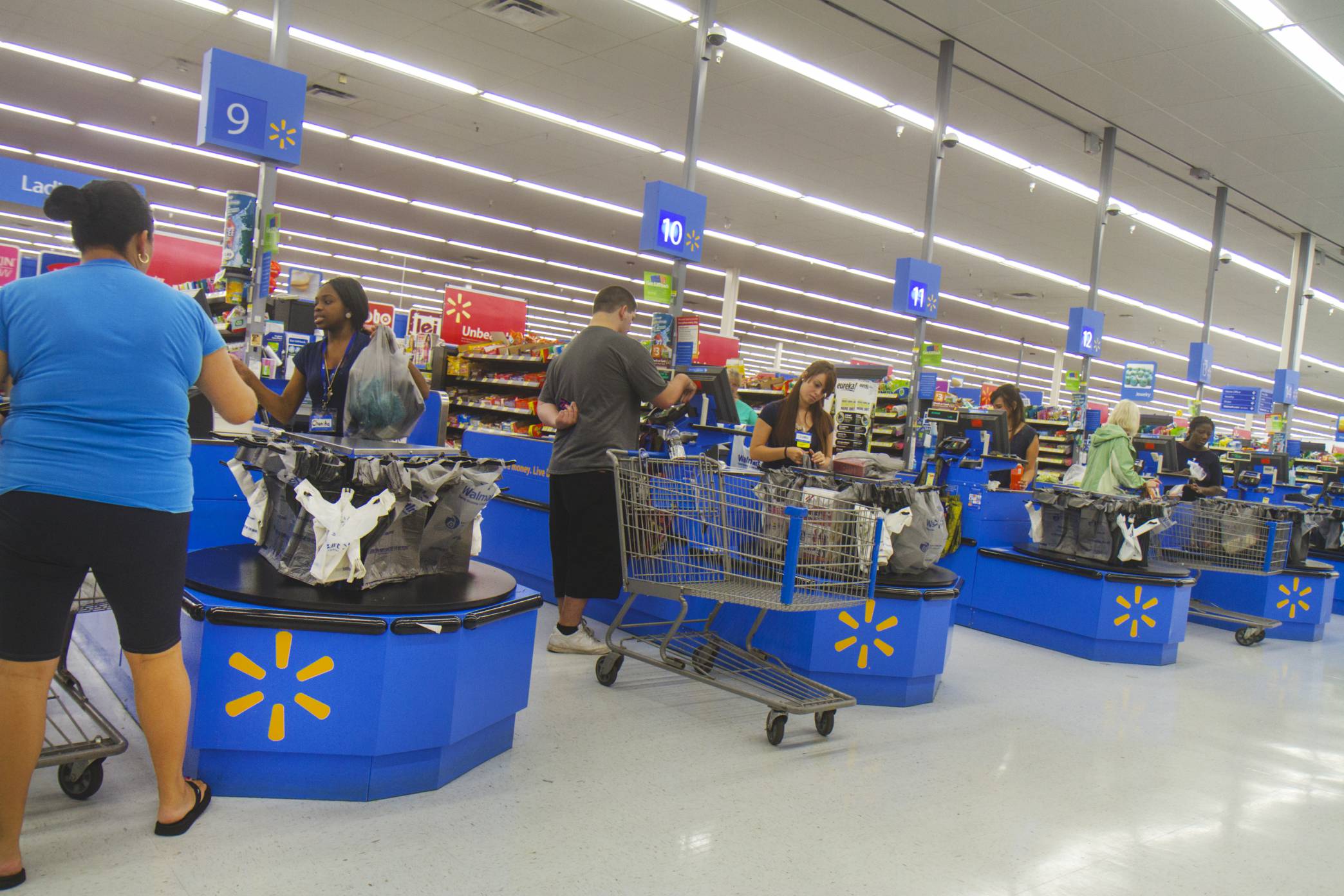 The check out inside Walmart.