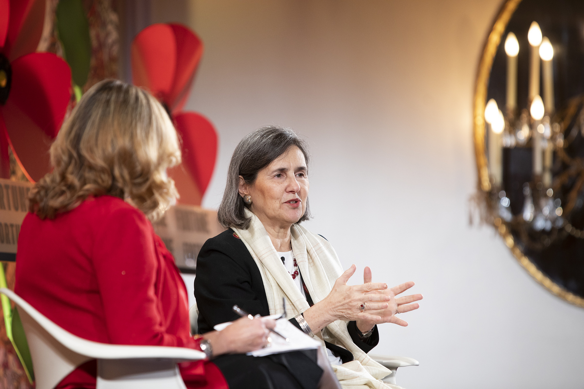 First lady of Afghanistan Rula Ghani speaks with Fortune's Nina Easton at the Fortune Most Powerful Women International conference in Montreal, Canada on Nov. 5, 2018. Photo by Rebecca Greenfield.