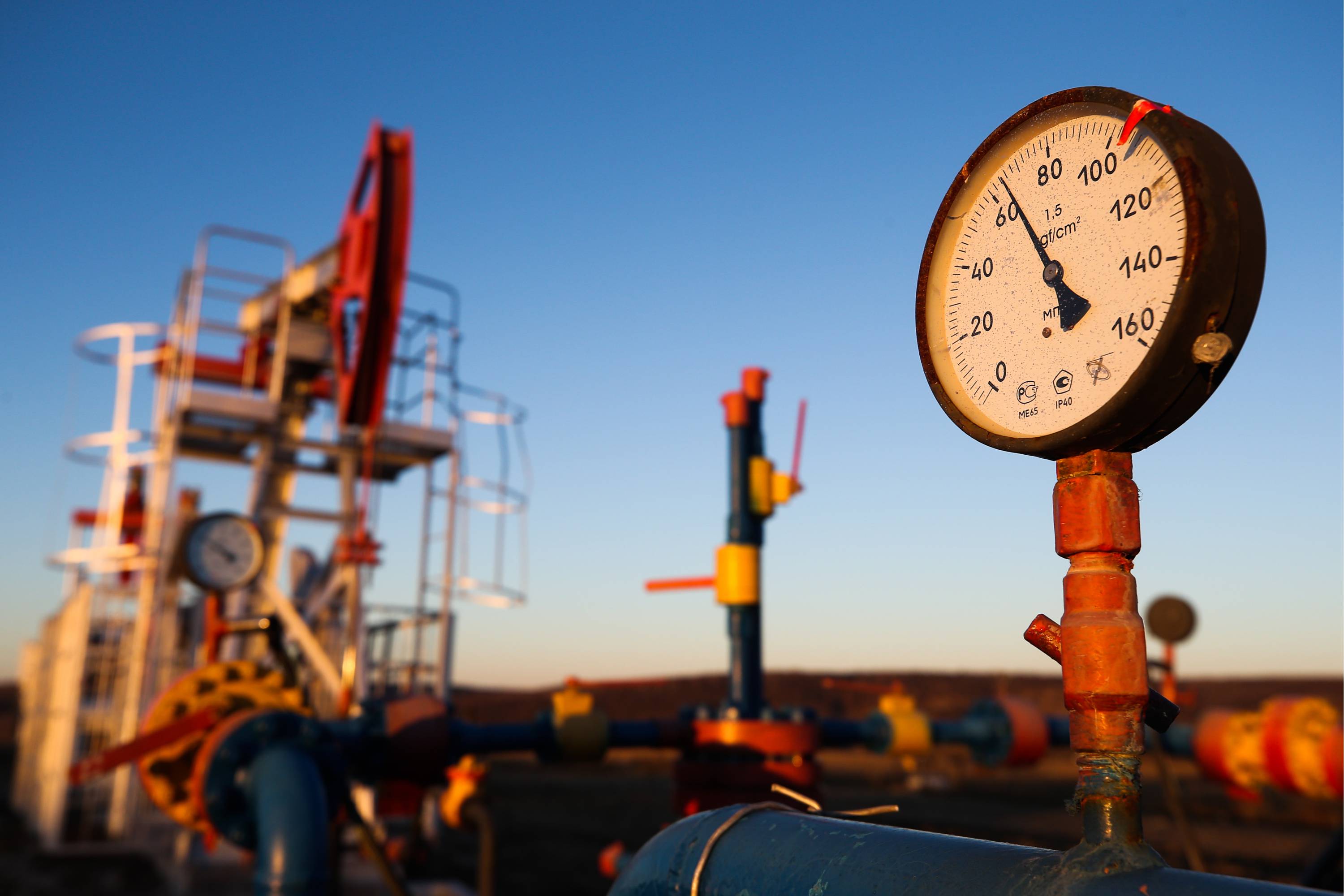 Oil pump jacks in Tatarstan, Russia