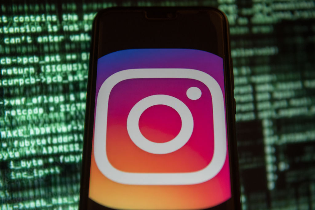 Instagram logo is seen on an Android mobile device