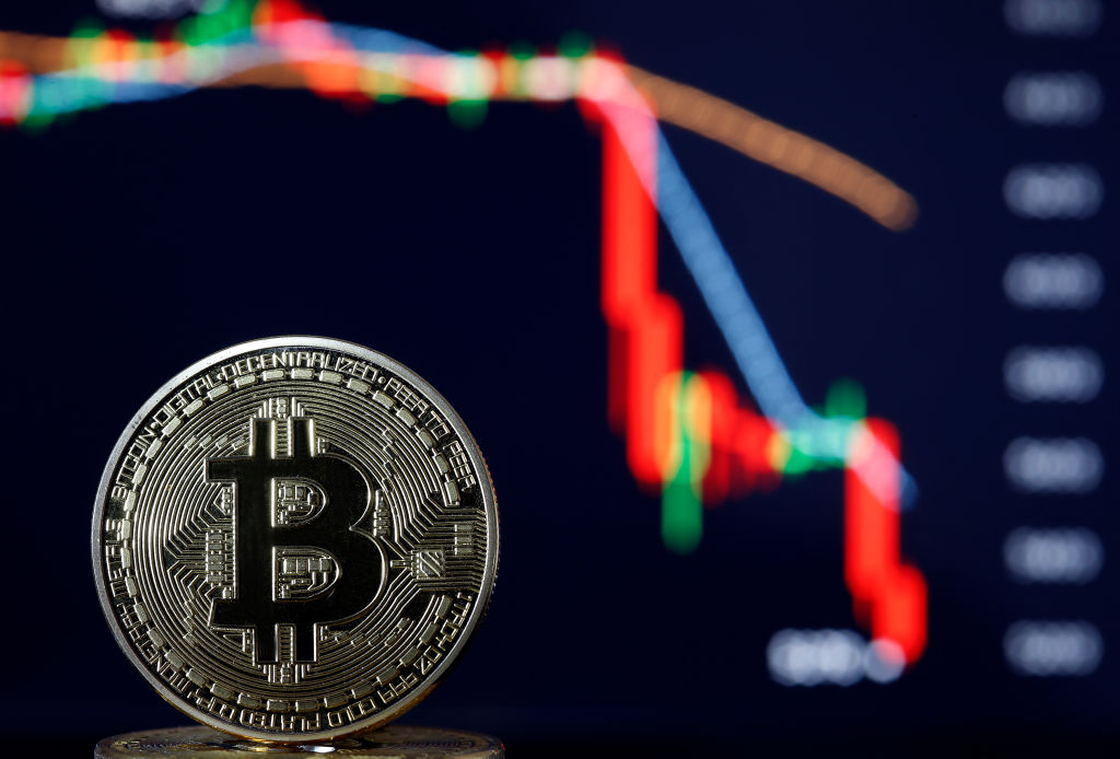 Bitcoin Cryptocurrency Value Goes Down : Illustration